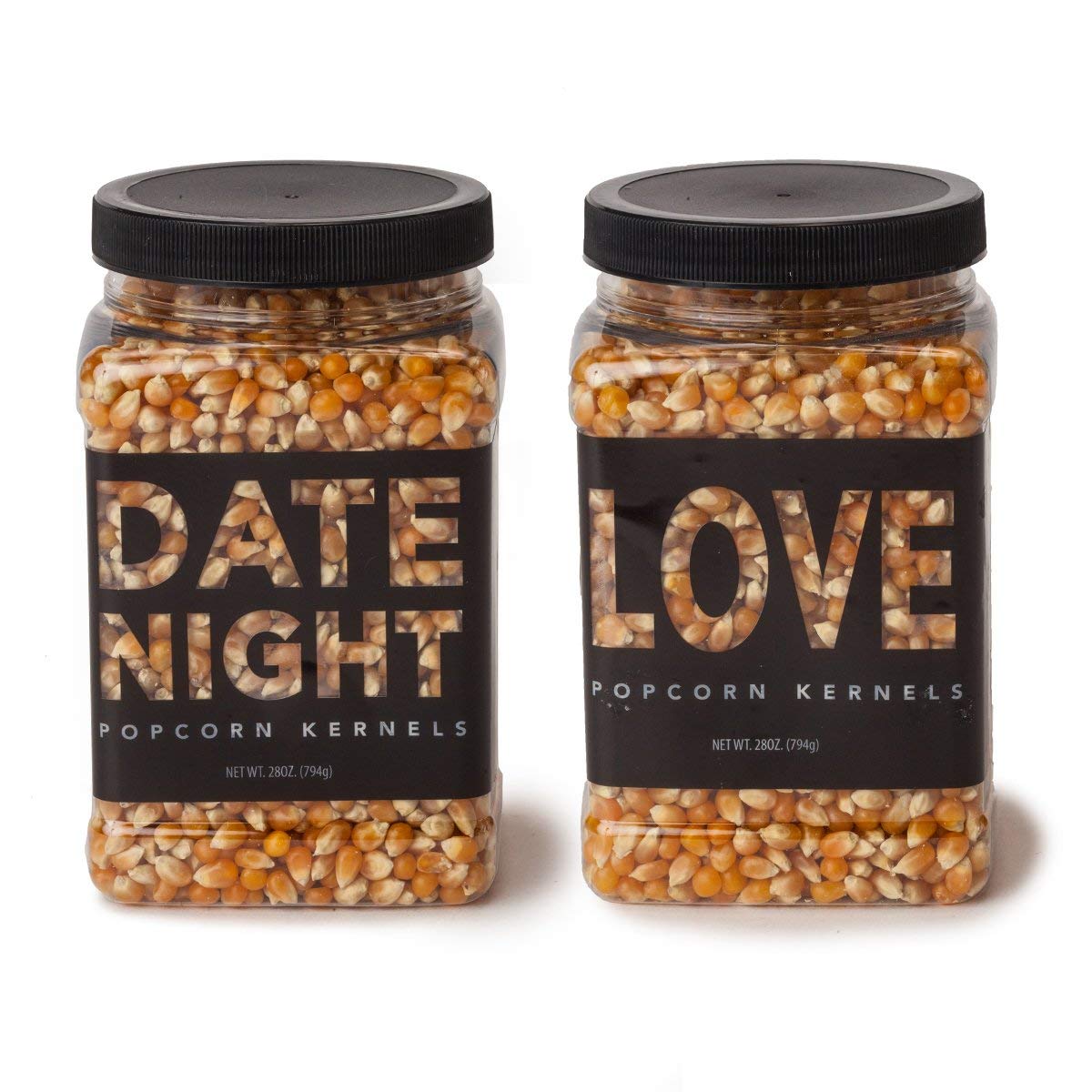 Wabash Valley Farms Popcorn Kernel Jars — Extra Large 28 oz — White Popping Corn in “Love” Design — Gourmet Movie Theater Style Popcorn — Unique Gift for Couples or Families