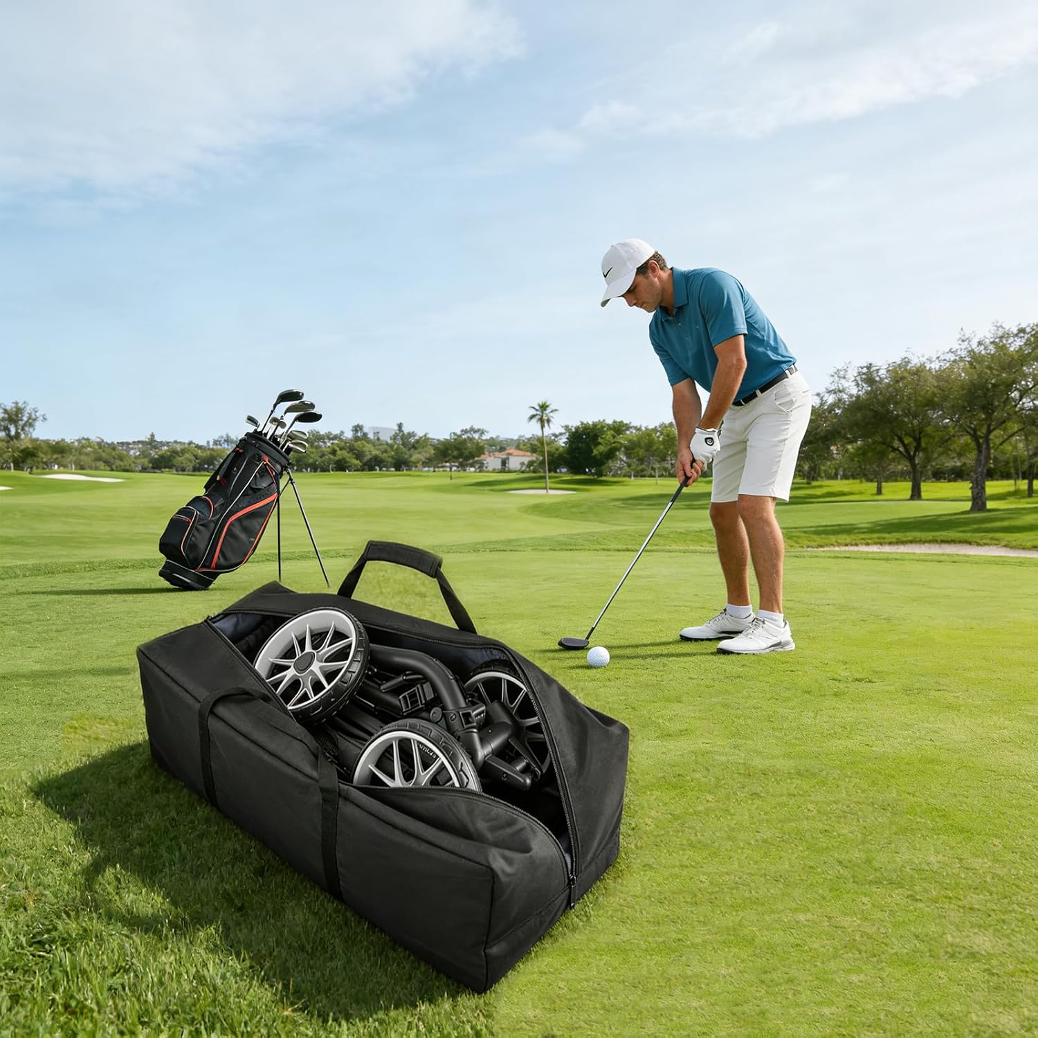 Golf Push Cart Bag, Heavy-Duty Push Carts Carrying Storage Bag