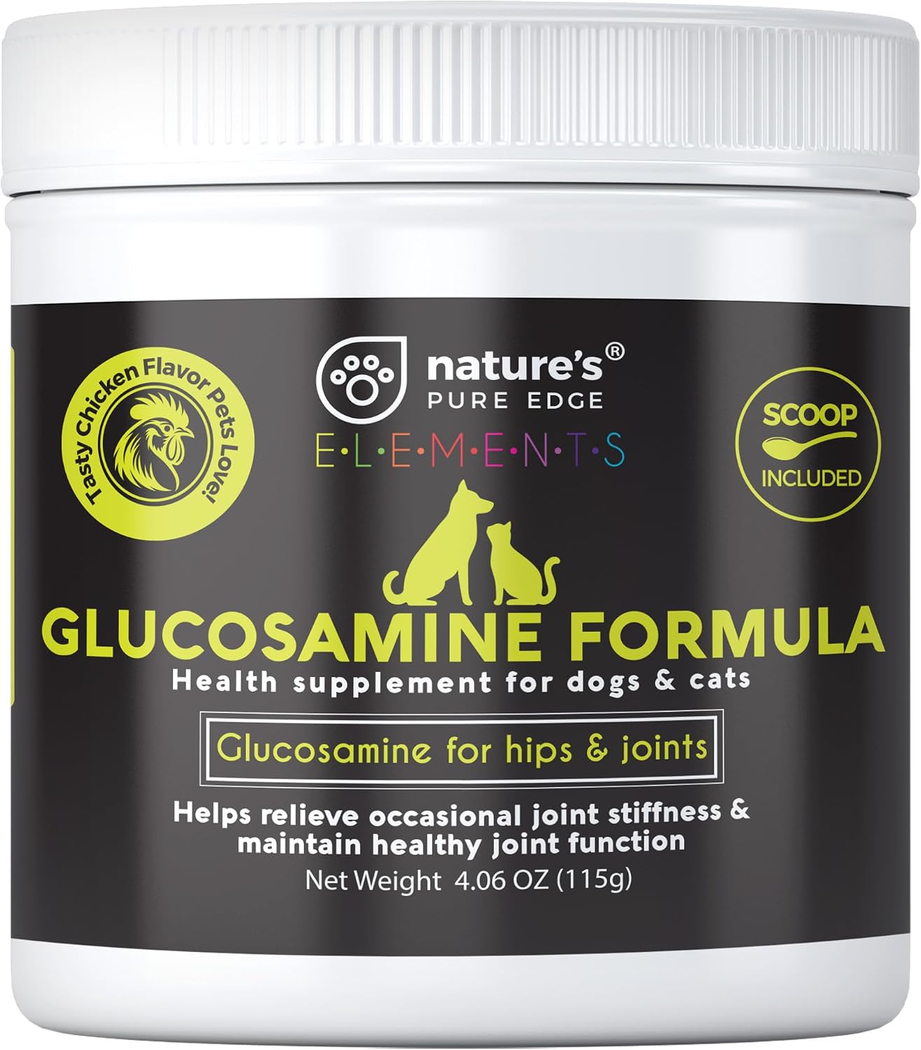Nature's Pure Edge Original Extra Strength Glucosamine Dog and Cat Supplement Flavored with Real Chicken. Treats Painful and Damaged Joints. Large
