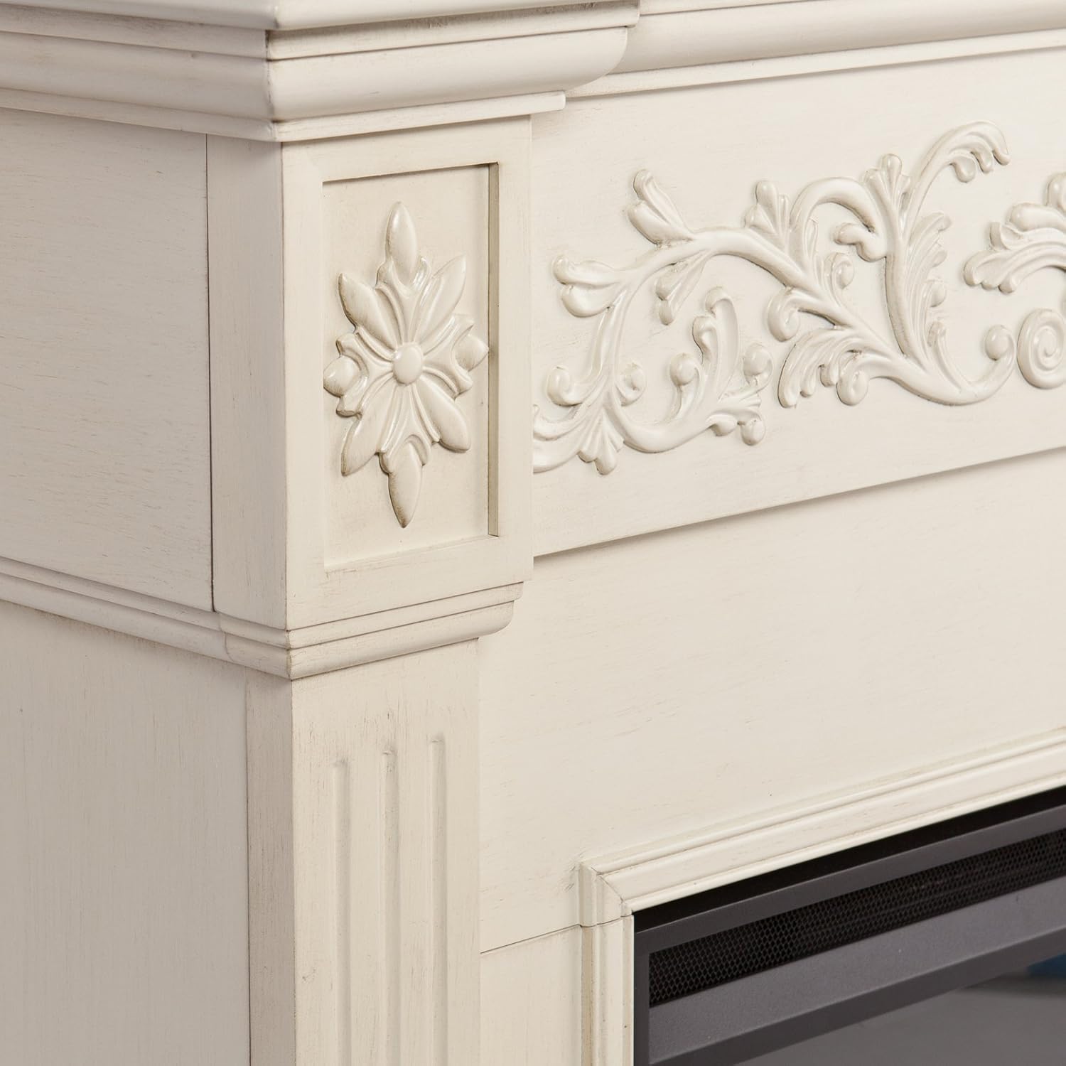 SEI Furniture Southern Enterprises Calvert Carved Electric Fireplace, Espresso Finish