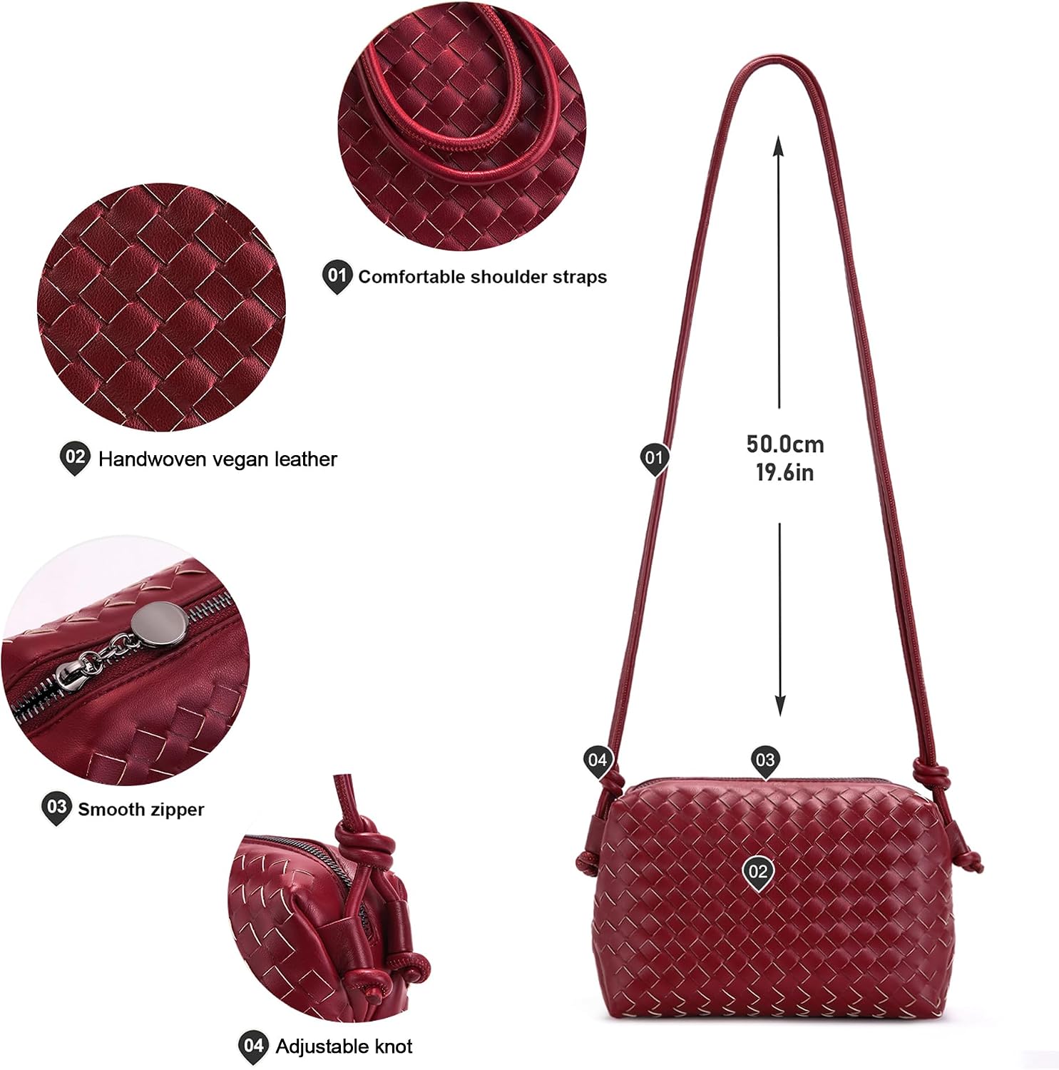 Woven Crossbody Bag for Women: Vegan Leather Handbag for Leisure | Classic Handwoven Bag For Style - Compact Design, Lightweight, Minimalist Style, Fits Phone, Cards & Key, Ideal for Daily Use