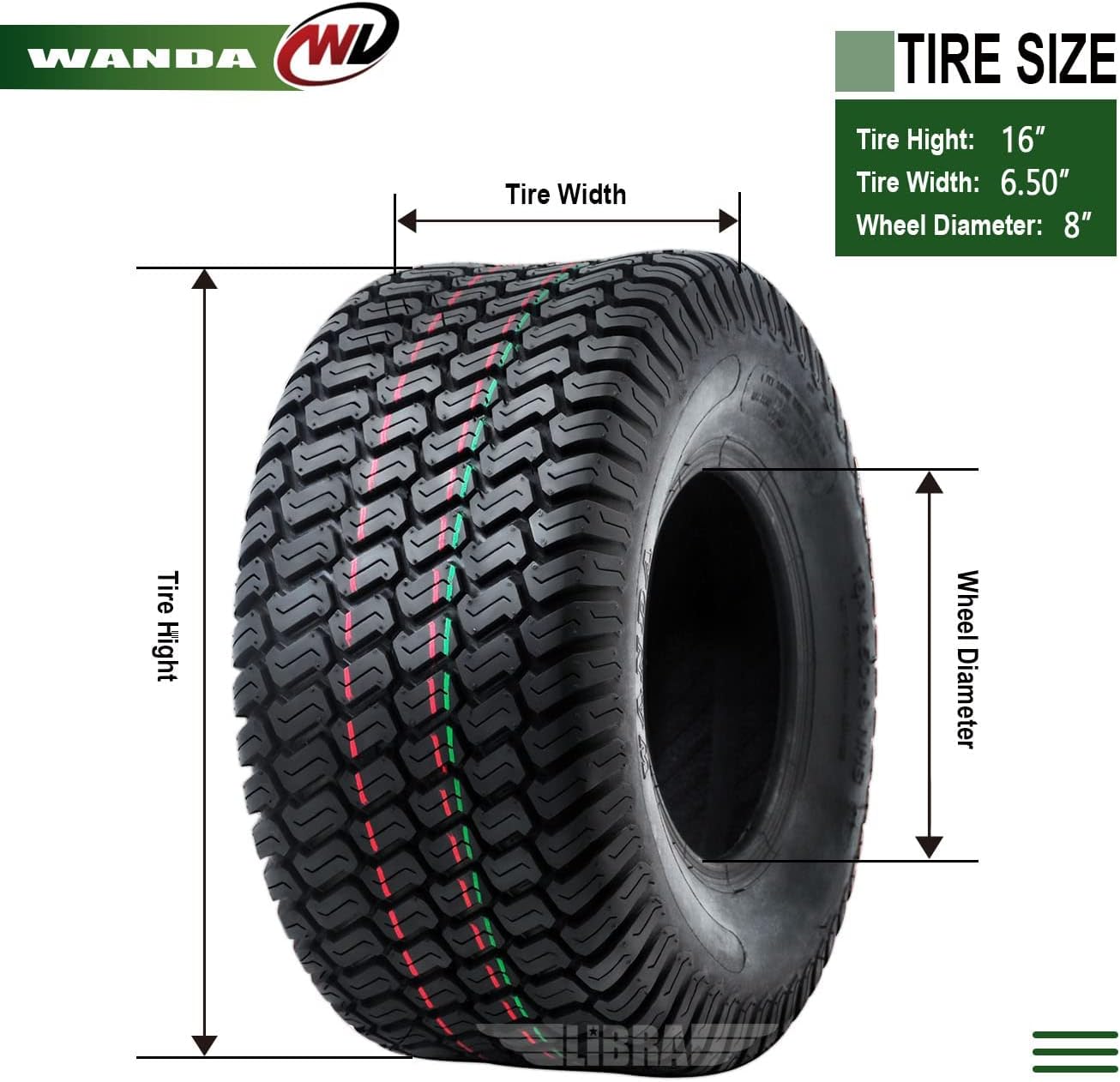 WANDA Set 2 15x6-6 15x6.00-6 Lawn Mower Tractor Turf Tires15x6x6 P332-13016 | Riding Lawn Mover, Garden Tractor