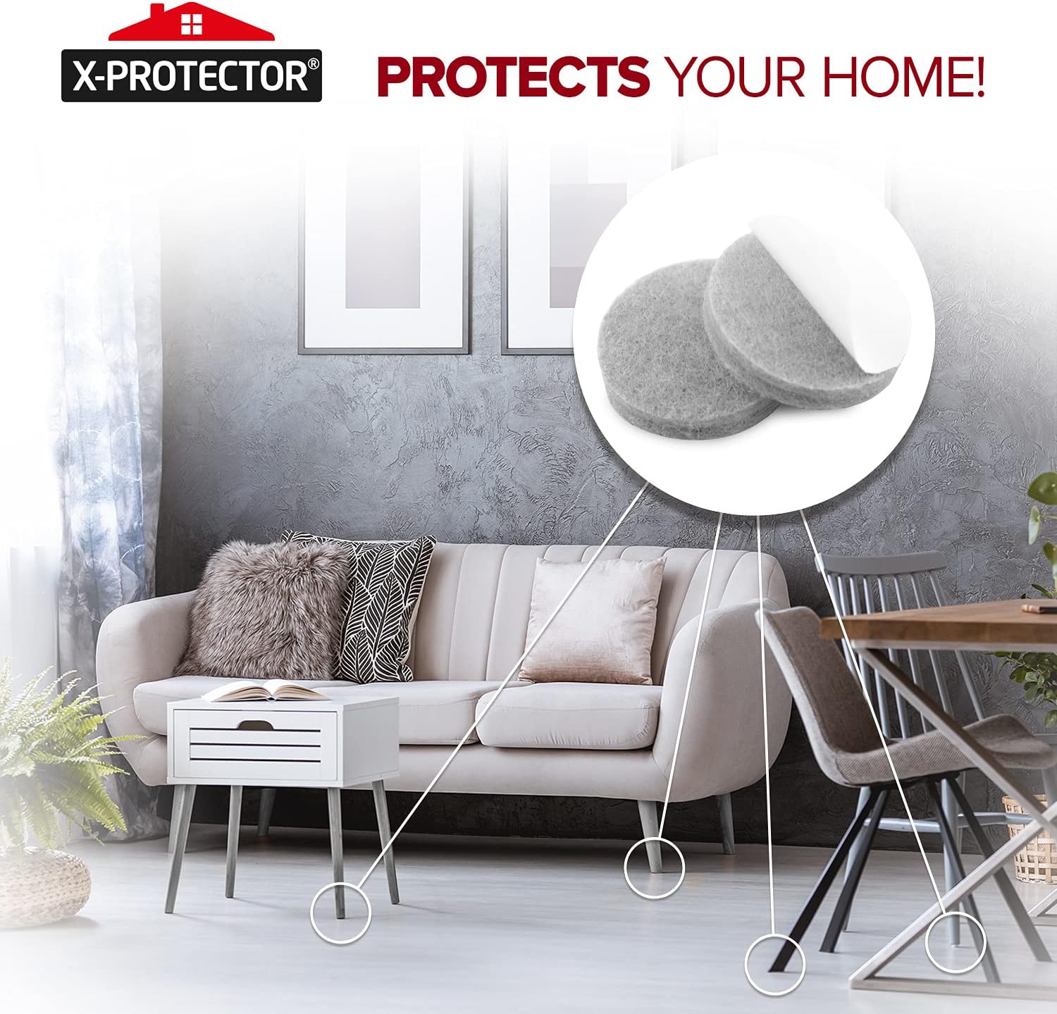 Felt Furniture Pads X-PROTECTOR 133 PCS Premium Furniture Pads - Felt Pads | Furniture Feet Wood Floor Protectors - Protect Your Hardwood & Laminate Flooring! Brown and Beige