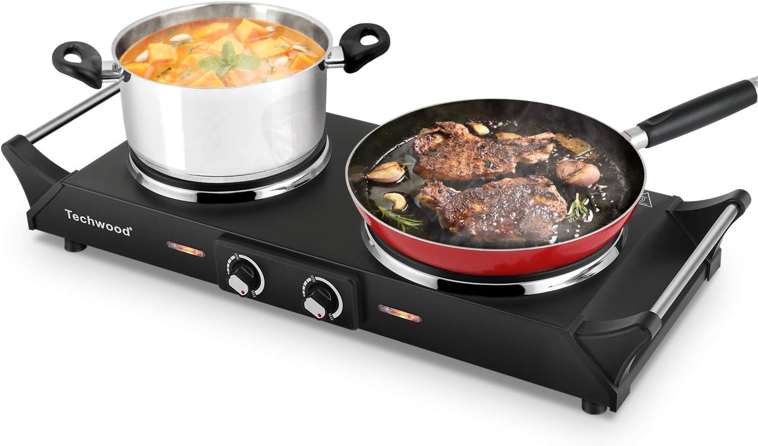 Hot Plate, Techwood Electric Stove for Cooking, 1500W Countertop Single Burner with Adjustable Temperature and Handles
