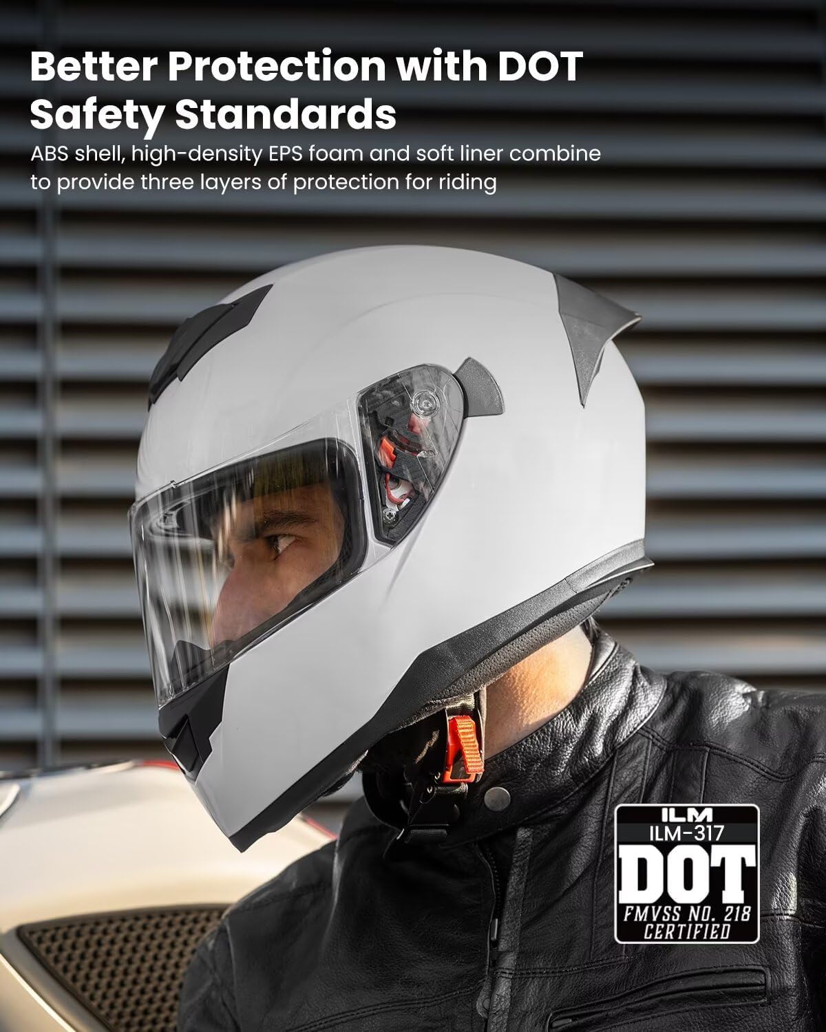 ILM Full Face Motorcycle Helmet for Motocross Street Bike DOT Certified 2 Visors Model-317(Gloss Black, L)