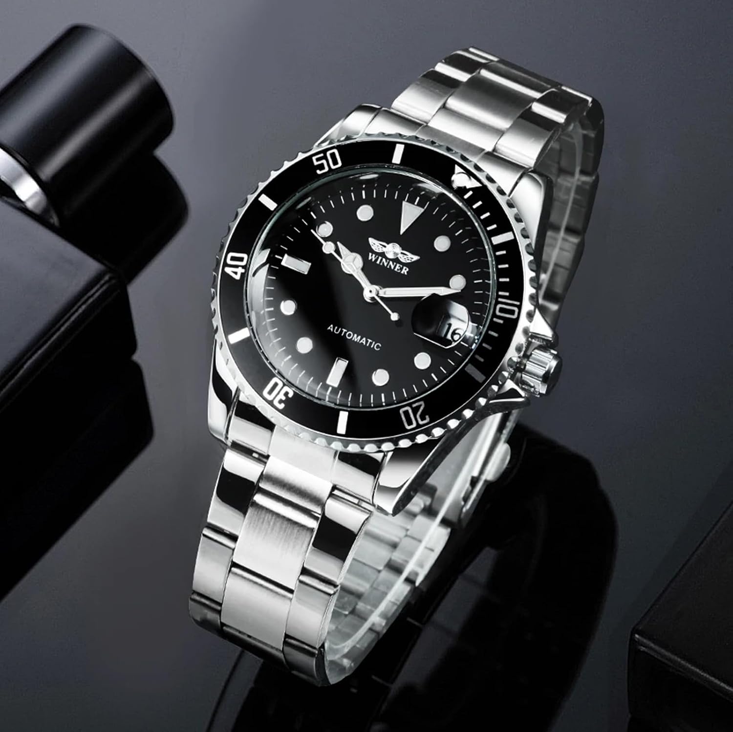 MASTOP Men Automatic Mechanical Watches Full Steel Waterproof Mens Watches | Calendar,Fashion Wristwatch for Men