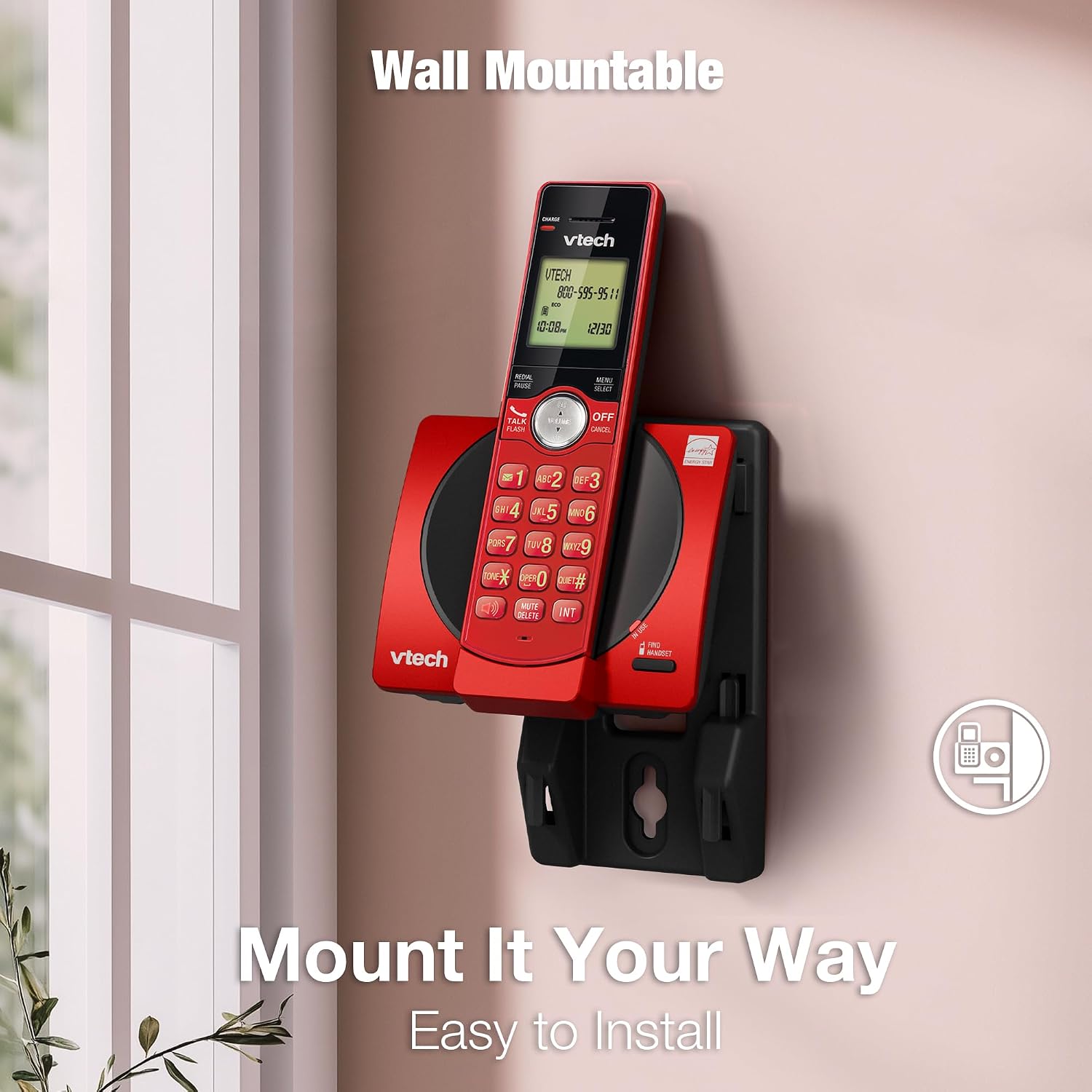 VTech CS6919-16 DECT 6.0 Cordless Phone, Red - Caller ID/Call Waiting (Stores 30 Calls), Backlit Keypad & Display, Full Duplex Handset Speakerphone, Wall Mountable