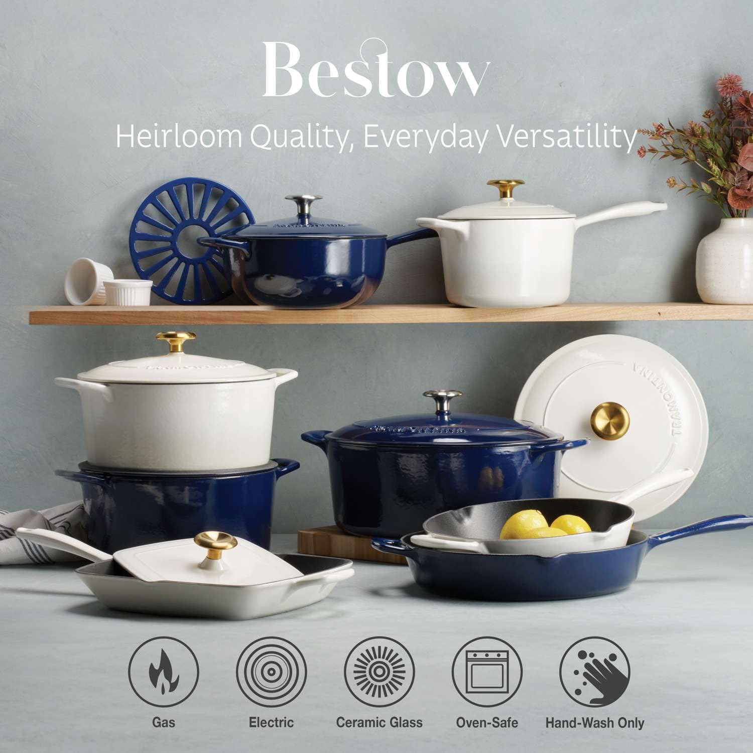 Tramontina Bestow Enameled Cast Iron 10-Inch Skillet, Blue | Perfect Pan for Frying, Searing, and Oven-to-Table Cooking