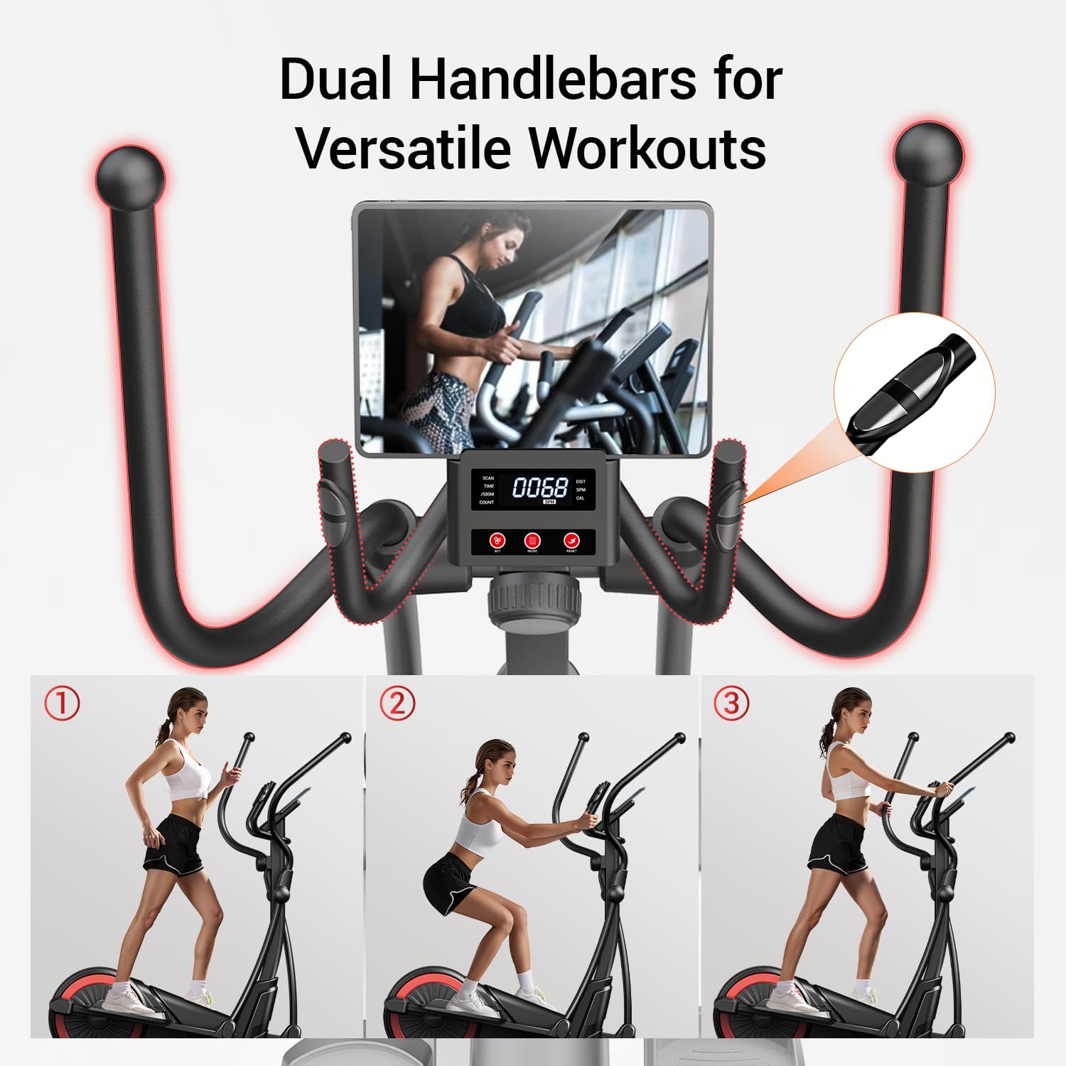 Elliptical Exercise Machine with 15.5''-17'' Stride & Heart Rate Grips,Ultra Silent Magnetic Elliptical Machine for Home with 16 Levels Resistance and LCD Monitor,400 LBS Weight Capacity