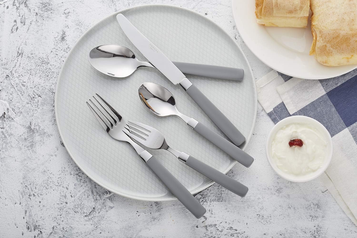 ANNOVA Silverware Set Stainless Steel Colorful Tableware Kitchen Flatware Set Utensils, Includes Dinner Knives, Forks, Spoons