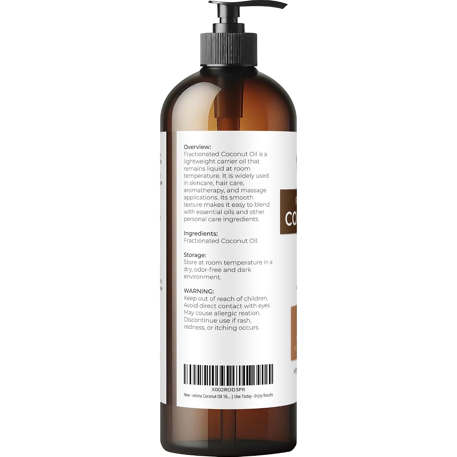 velona MCT Coconut Oil - 16 fl oz, Fractionated, with Pump