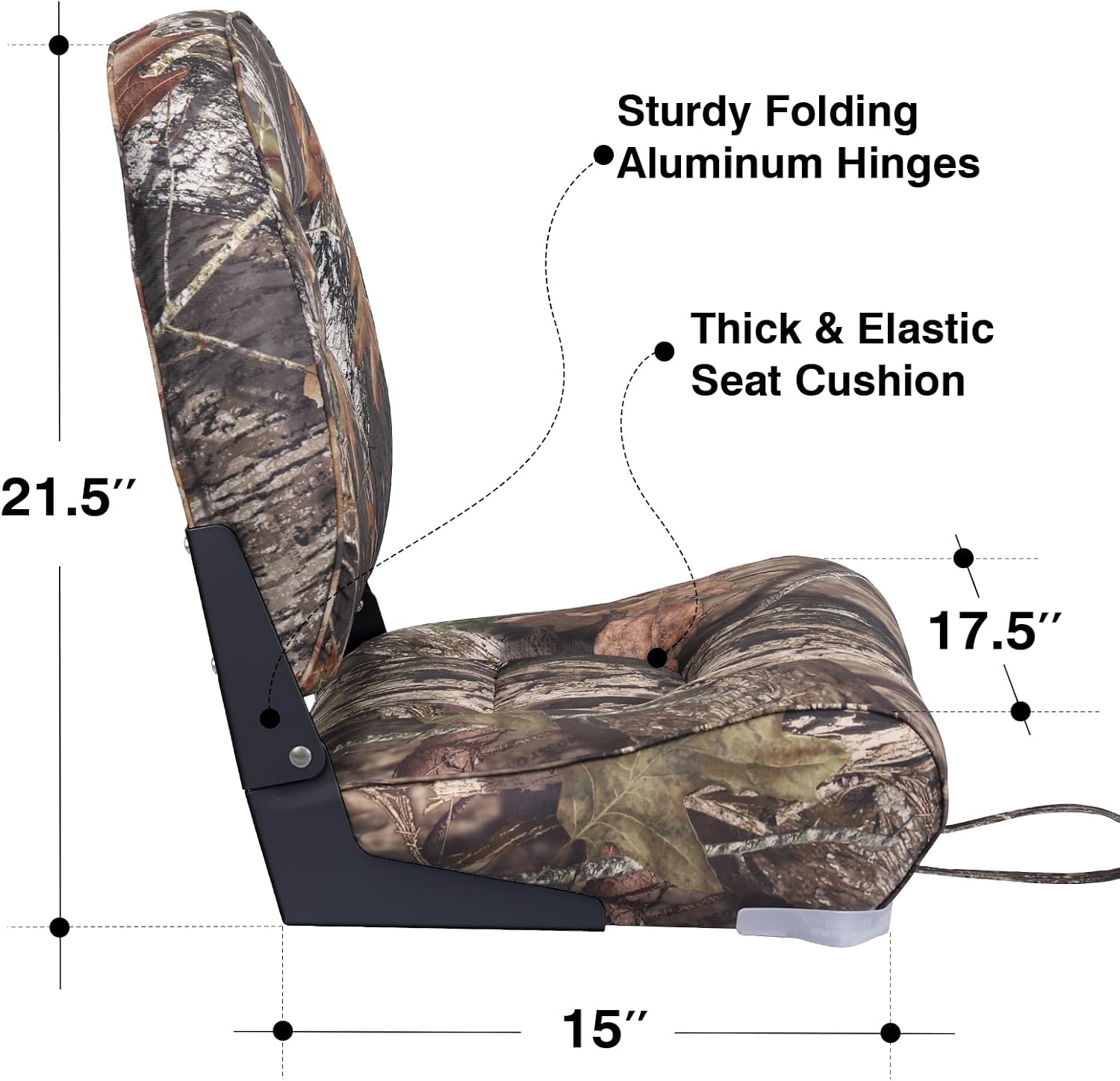 Leader Accessories Low/High Back Folding Fishing Marine Boat Seat 2 Pack