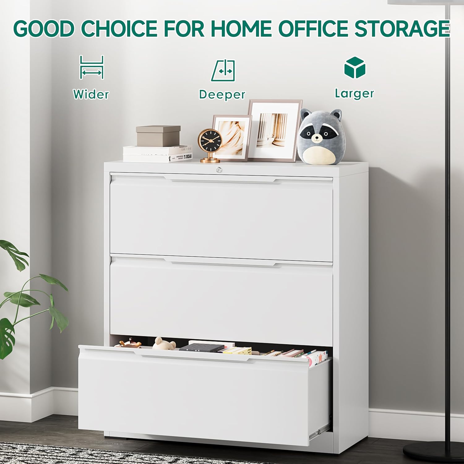 3 Drawer File Cabinet with Lock,Vertical Filing Cabinets for Home Office,Heavy Duty Metal File Cabinet for Hanging A4/Letter/Legal Size File,Vertical File Cabinet 15" W X 17.8" D X 38.3" H-Black