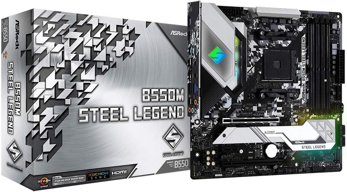 ASRock B550M-HDV Socket AM4 Micro-ATX Motherboard, Supports AMD Ryzen 5000/4000/3000 Series Processors, DDR4 4733+(OC), PCIe 4.0, Gigabit LAN