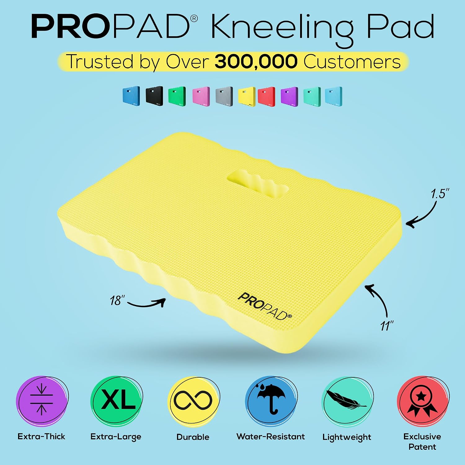 Thick Kneeling Pad, Garden Kneeler for Gardening, Bath Kneeler for Baby Bath, Kneeling Mat for Exercise & Yoga, Knee Pad for Work, Floor Foam Pad, Extra Large (XL) 18 x 11 x 1.5 Inches, Blue