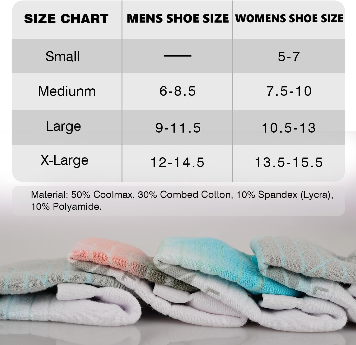 Hylaea Unisex Coolmax No Show Athletic Running Socks, Cushioned No Blisters
