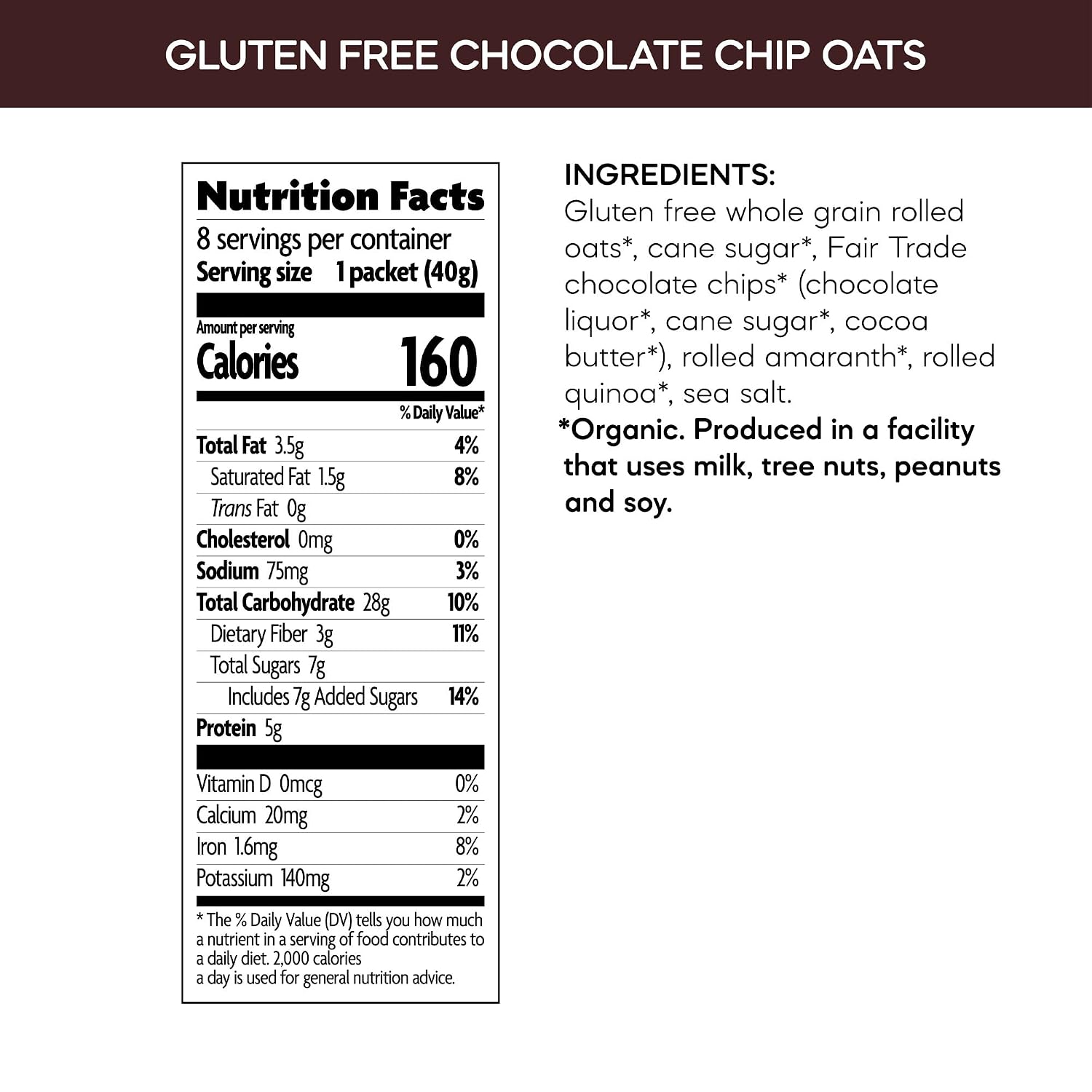 Natures Path, Oatmeal Brown Sugar Maple Gluten Free 8 Count Organic, 11.3 Ounce