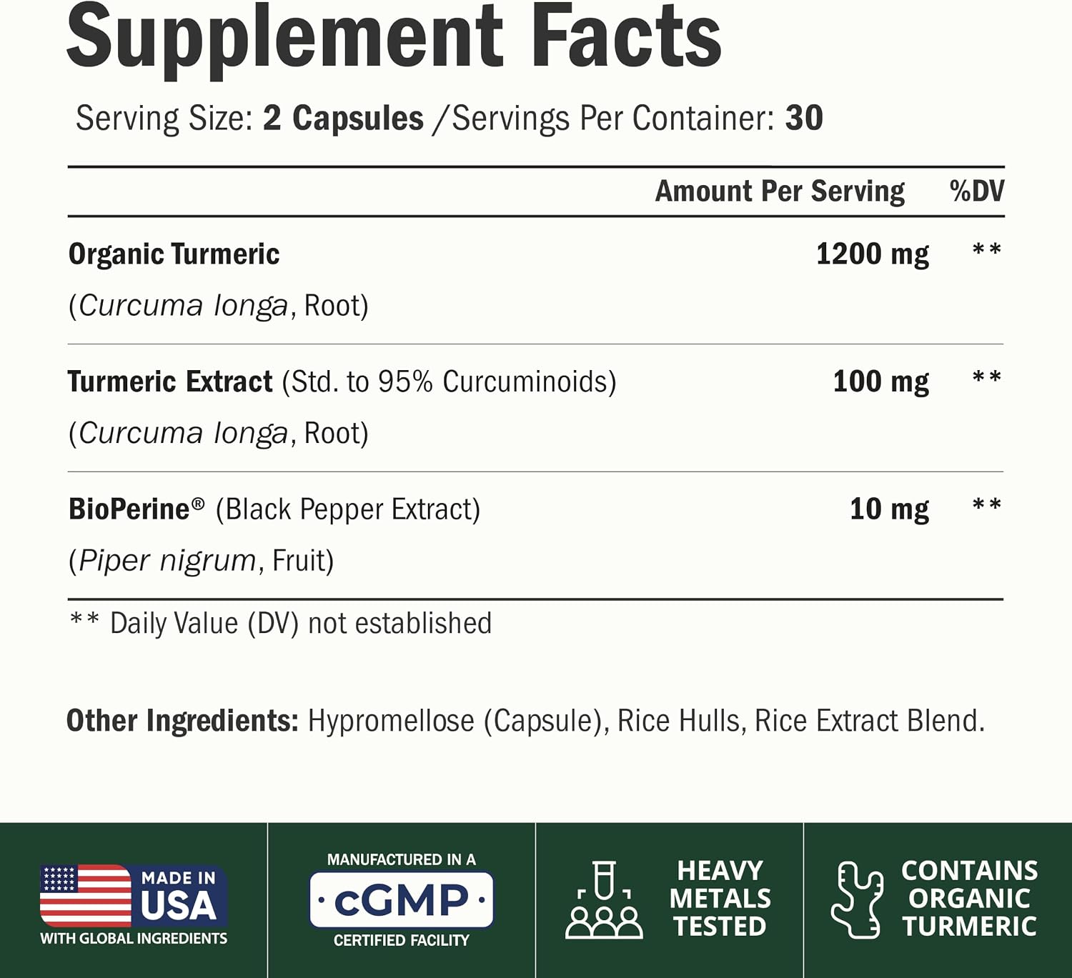 Turmeric Curcumin Supplement – 1200mg Organic Turmeric Curcumin with Black Pepper Extract for Max Absorption – Digestive & Joint Supplements for Men & Women w. Tumeric Extract & Bioperine – 60 Caps