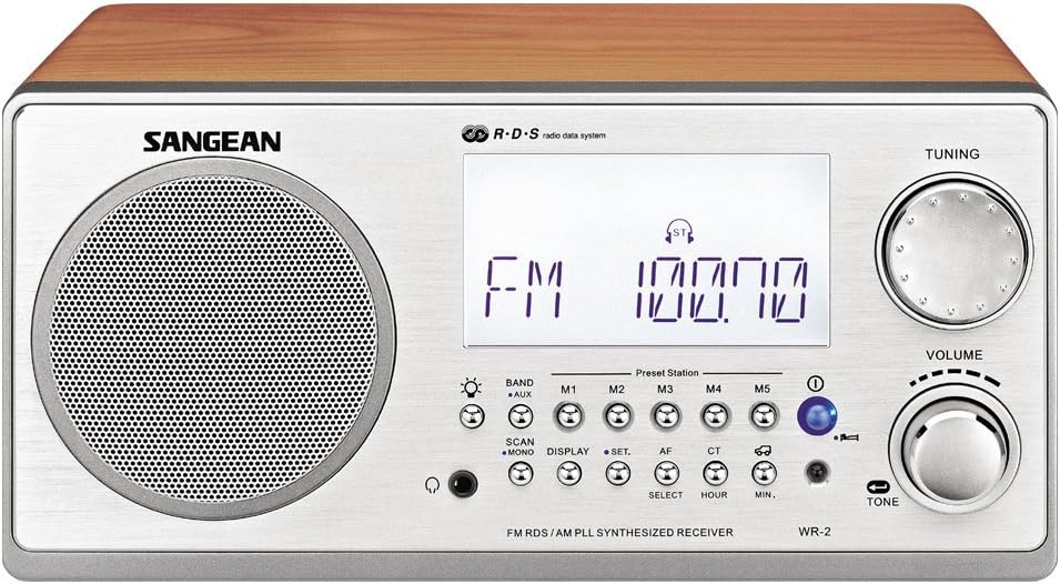 Sangean WR-2 FM-RBDS AMWooden Cabinet Digital Tuning Receiver (Walnut) (Renewed)