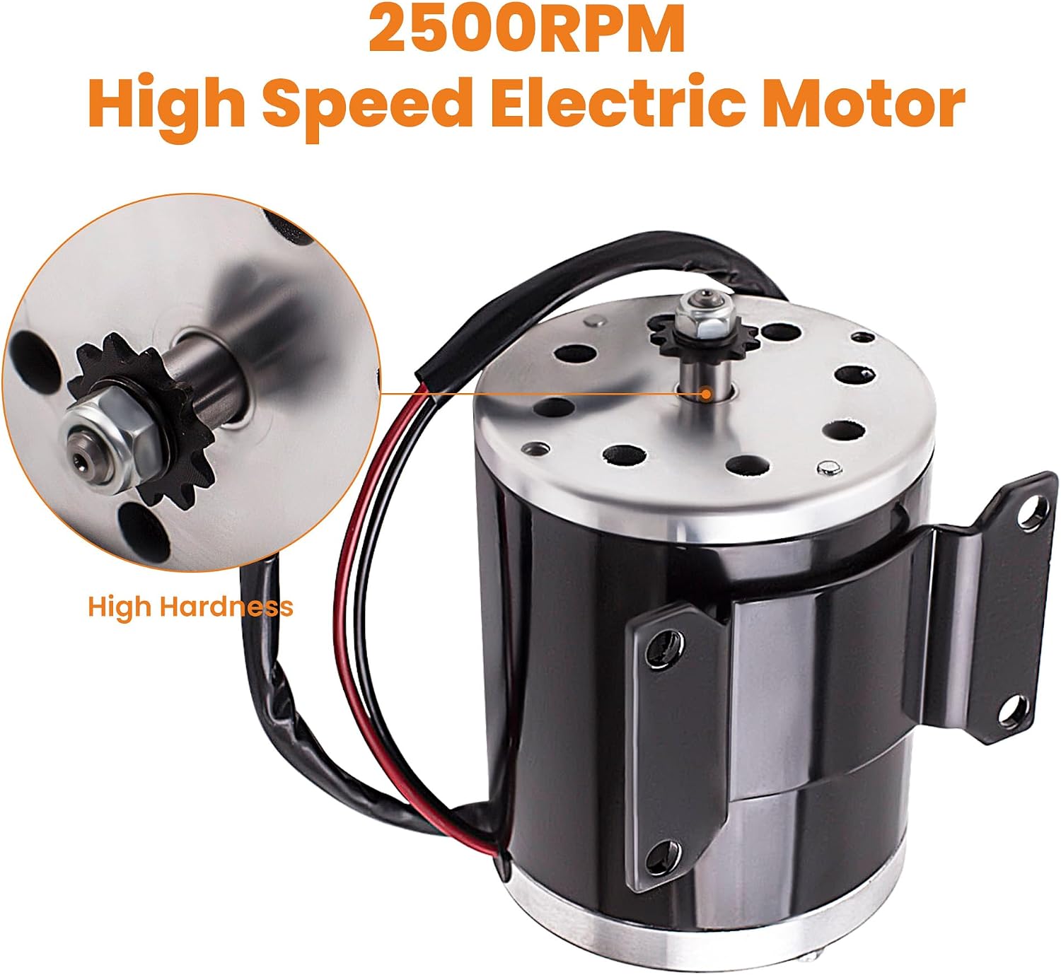 maXpeedingrods 500W 24V DC Brush Electric Motor ZY1020 with Bracket 2500RPM