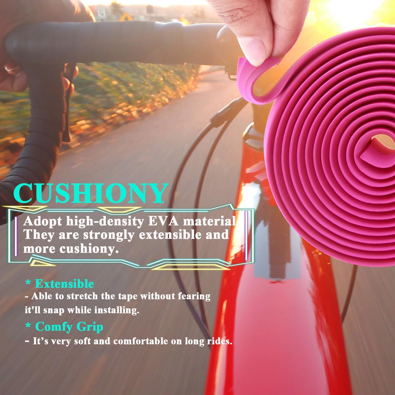 KINGOU EVA Road Bike Handlebar Tape Bicycle Bar Wraps - 2PCS Per Set