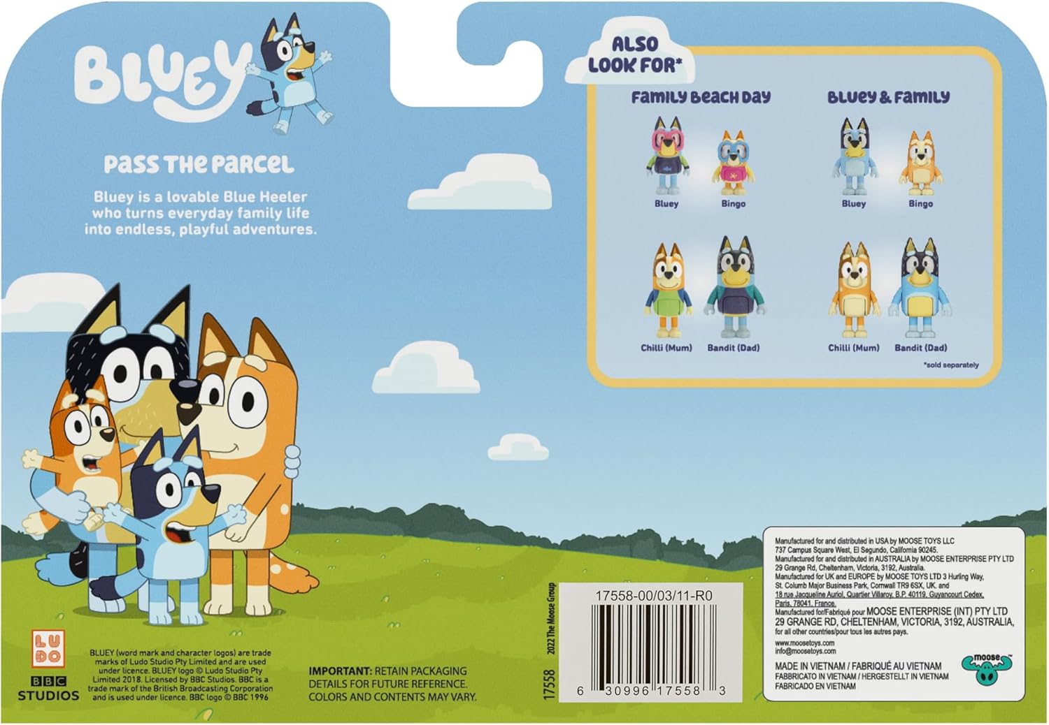 Bluey School Figurine Toys Pack of 4, Articulated Character Toys with Chloe, Rusty, and Calypso Figurines, Small Action Figures for Kids Ages 3+
