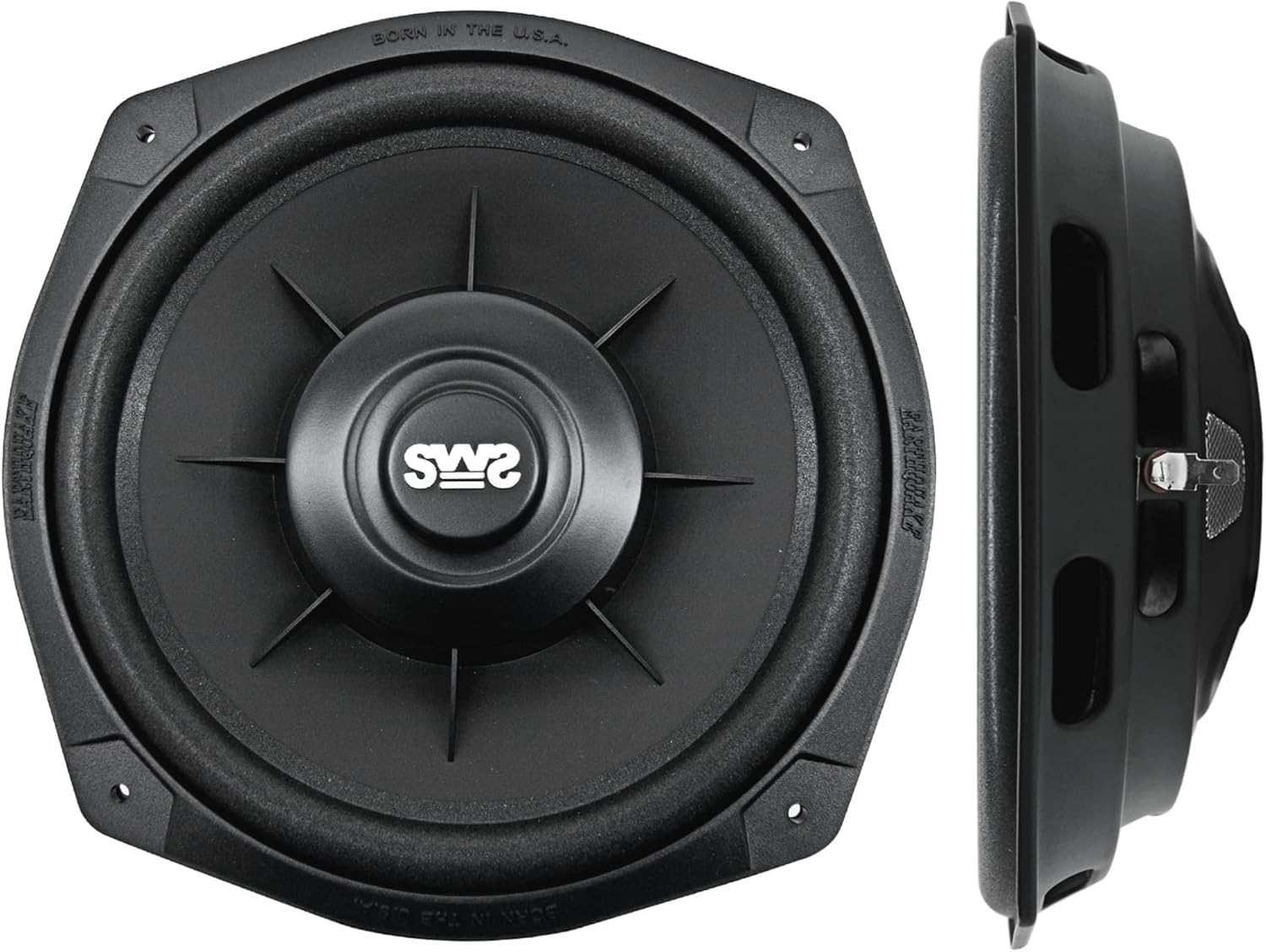 Earthquake Sound i82SWS 8-inch Shallow Woofer System Under-the-Seat Subwoofers with Gaskets, 2-Ohm (Pair)