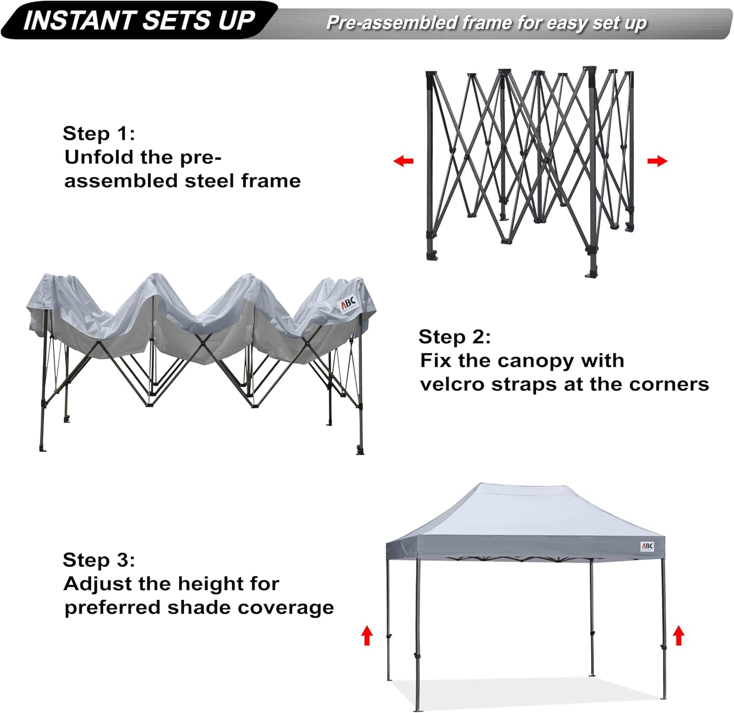 ABCCANOPY Patio Pop Up Canopy Tent 10x10 Commercial-Series (Black)