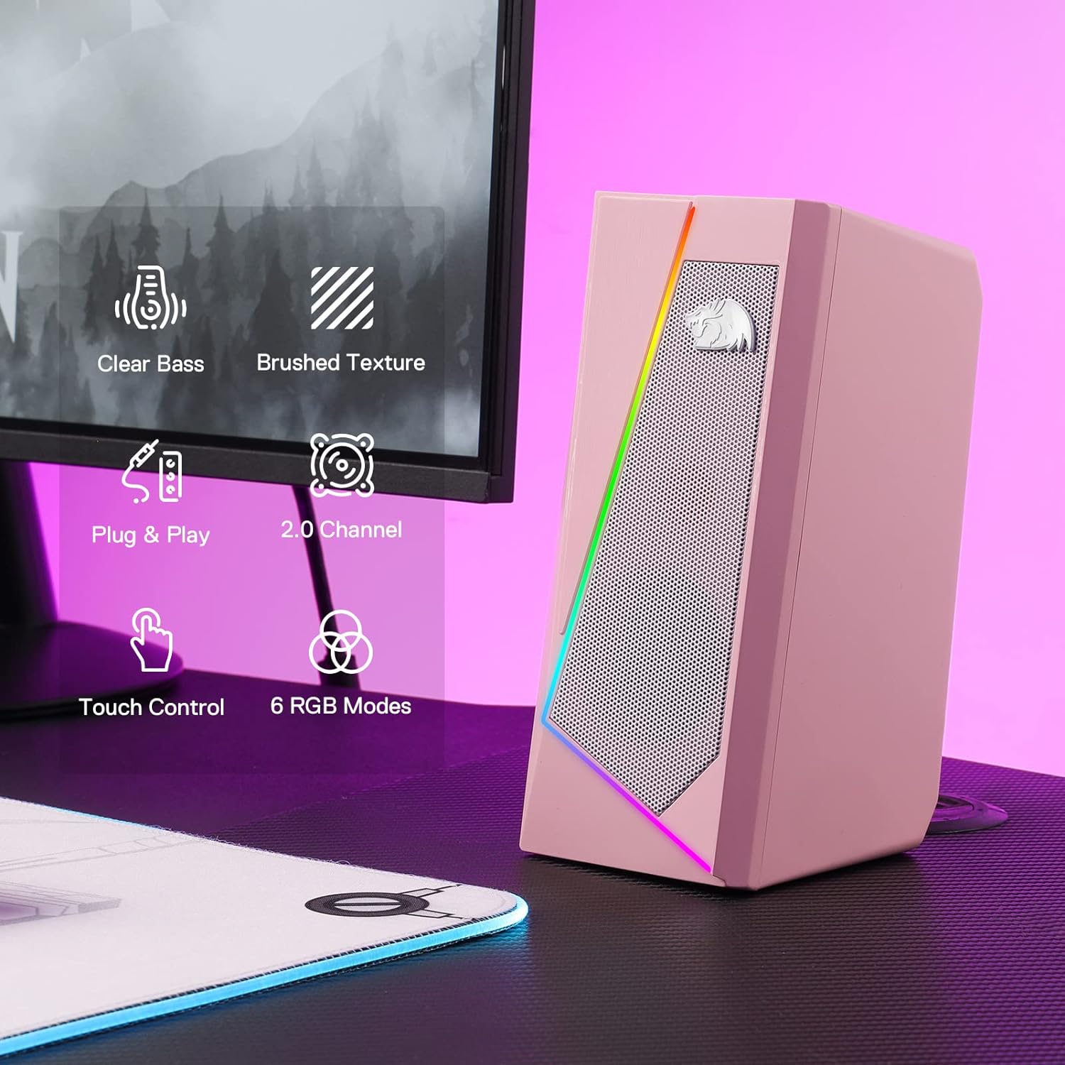 Redragon GS520 Wired 2.0 Channel Stereo Sound Desktop RGB Computer Speakers