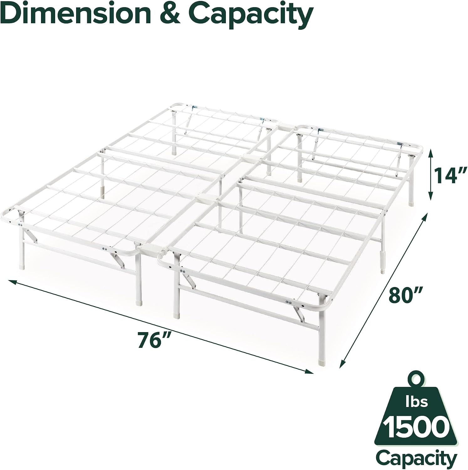 Zinus SmartBase Tool-Free Assembly Mattress Foundation, 14 Inch Metal Platform Bed Frame, No Box Spring Needed, Sturdy Steel Frame, Underbed Storage, Black, Queen