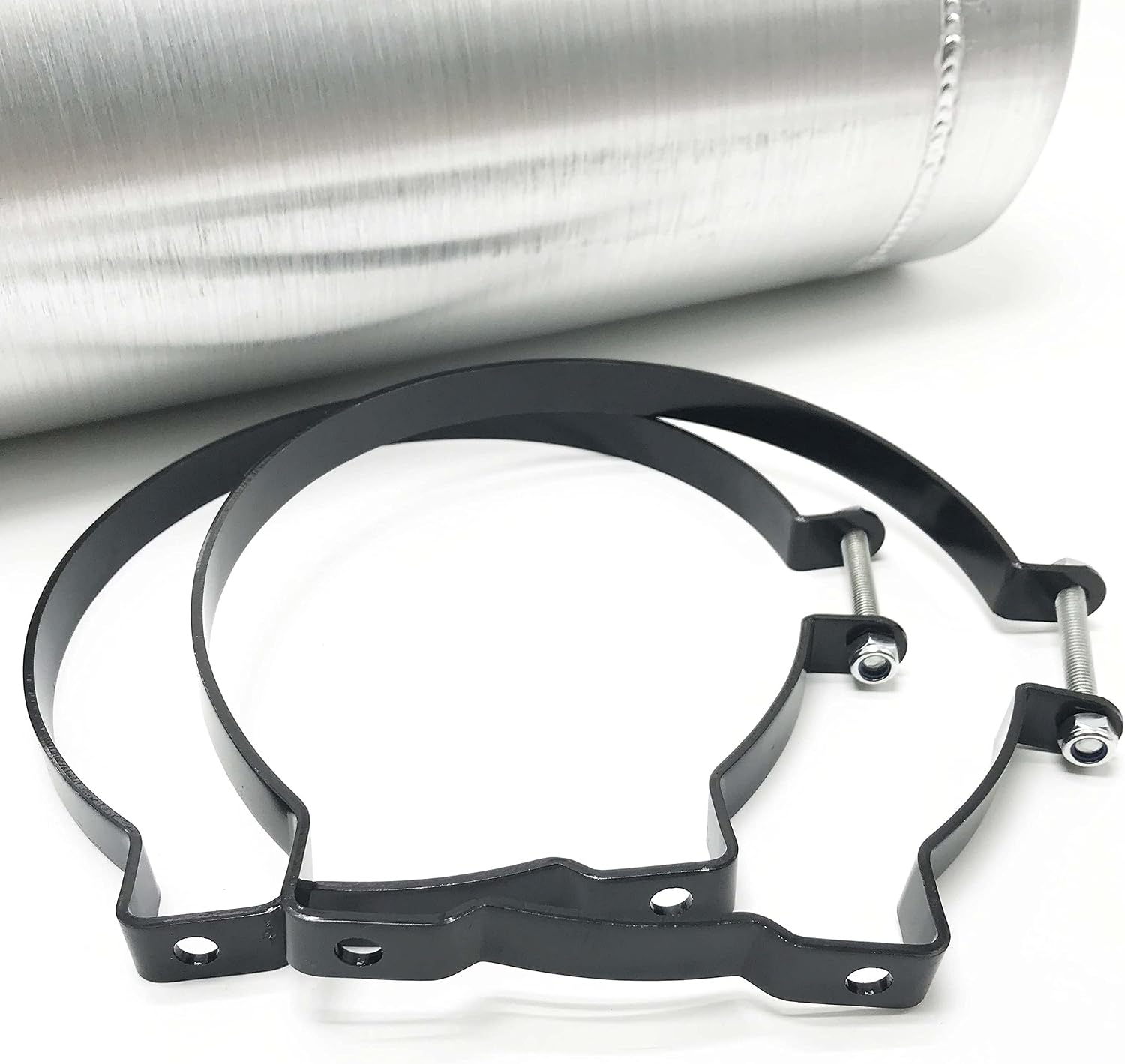 JSD 5 Gallons 8”x24“ Aluminum Spun Round Fuel Gas Tank Cell Fuel Tank with Bracket End Fill 1/4" NPT Outlet