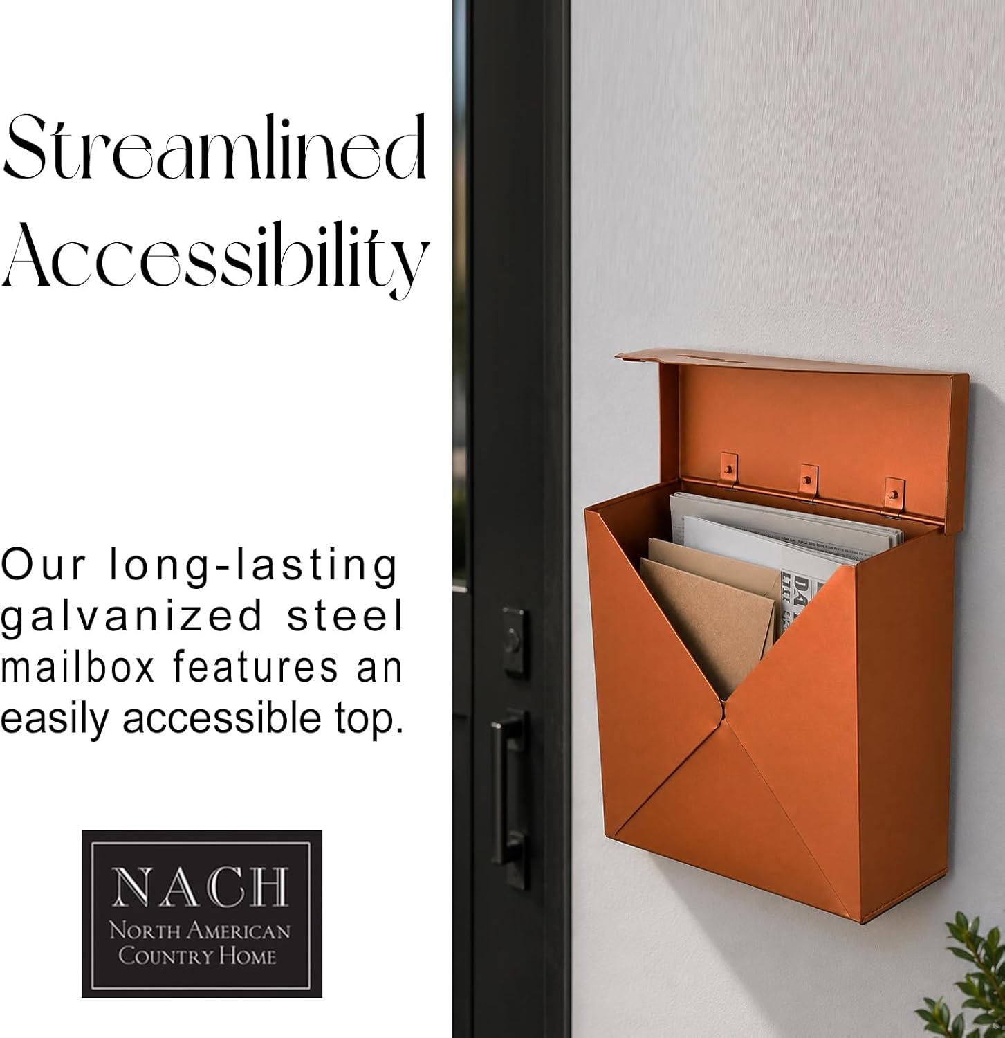 NACH Mailboxes for Outside Wall Mount, 10 x 10 x 4 inch Rustic Brown Mail Boxes for House Outside