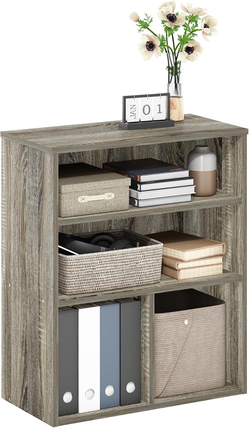 Furinno Jaya Book Shelf, 3-Tier Bookshelf, Bookcase with Adjustable Shelves, 9.5 x 24.5 x 40.3, for Organization and Storage, for Living Room, Bedroom, Home Office, White