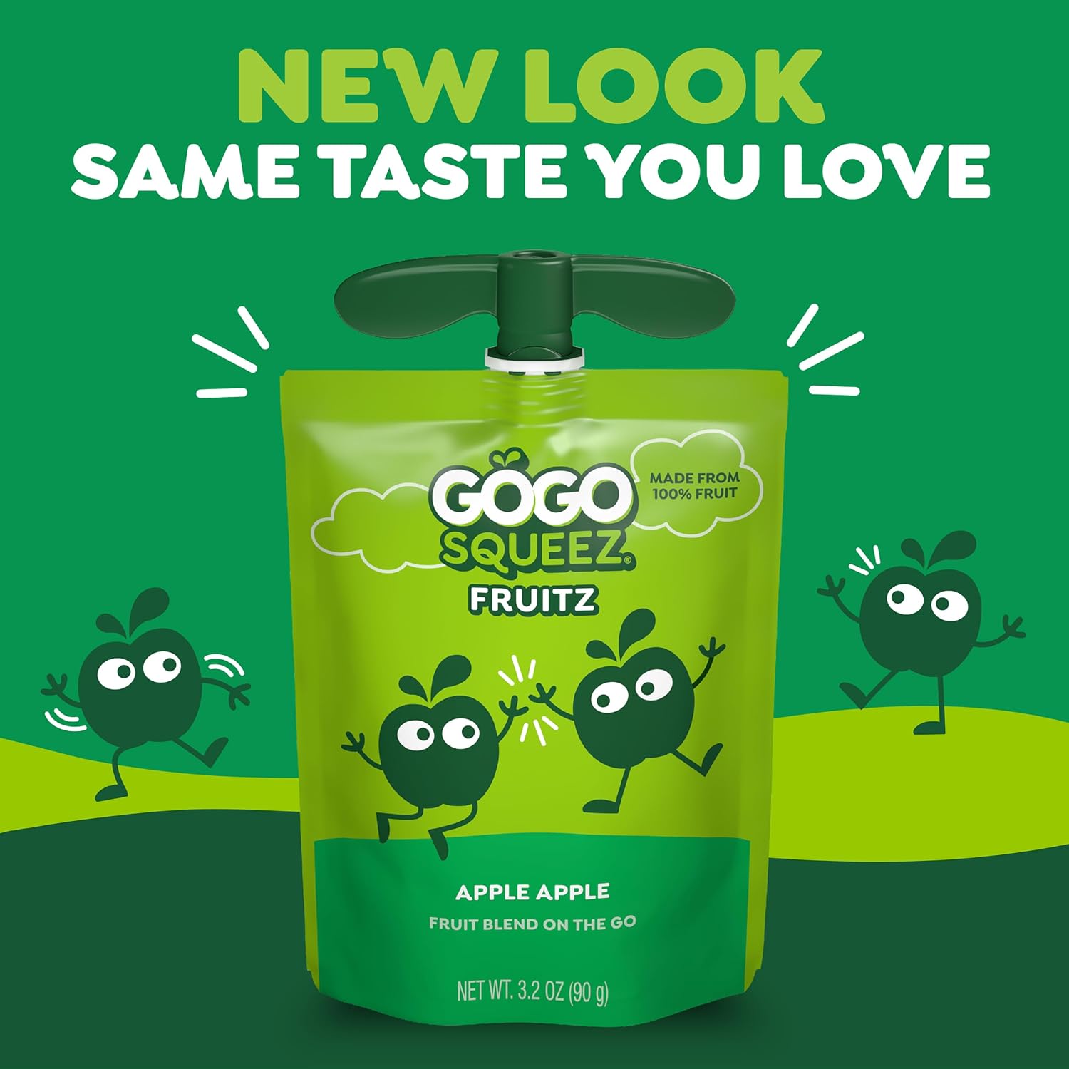 GoGo squeeZ No Sugar Added Applesauce, Apple Apple, 18 Count | Kids on the go fruit snack made with applesauce & fruit puree; 3.2 oz pouches, gluten and nut free, recloseable cap, BPA-free