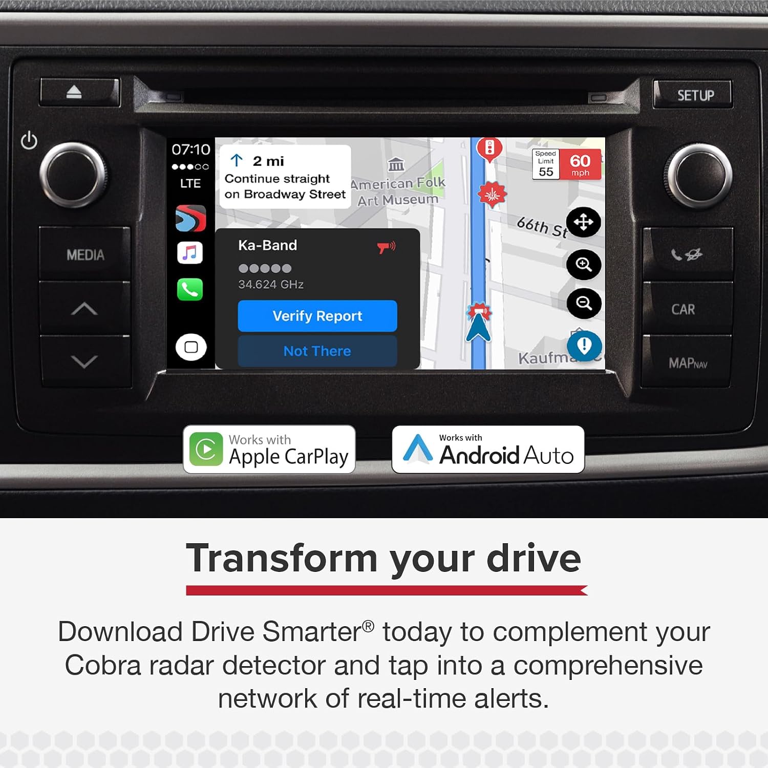 Cobra RAD 480i Laser Radar Detector, Long Range Detection, Bluetooth, Black