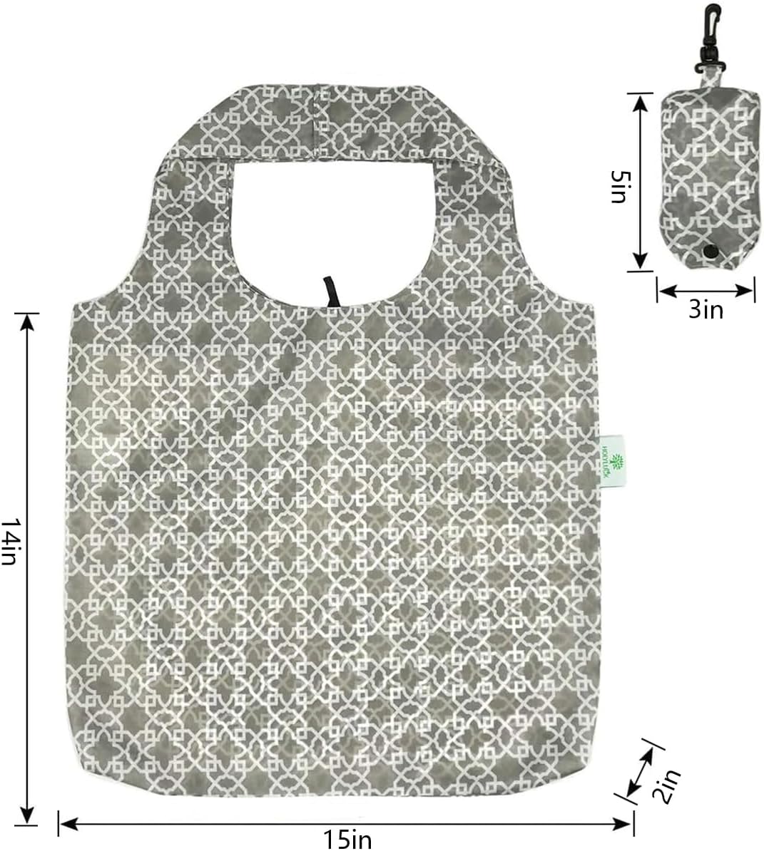 HOLYLUCK Reusable Grocery Bags,Heavy Duty Foldable Shopping Tote Bag (Standard, 3 Blue Geometric Flowers)