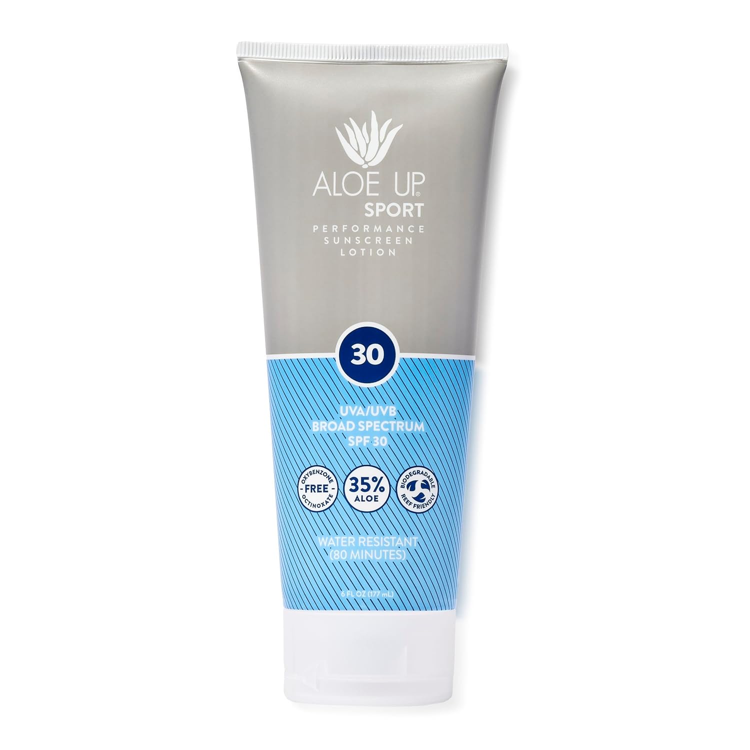 Aloe Up Sport Sunscreen Spray SPF 30, Water Resistant, Non-greasy, 6 oz | Broad-spectrum SPF 30; Water resistant up to 80 min; Non-greasy, With aloe vera gel, fragrance-free