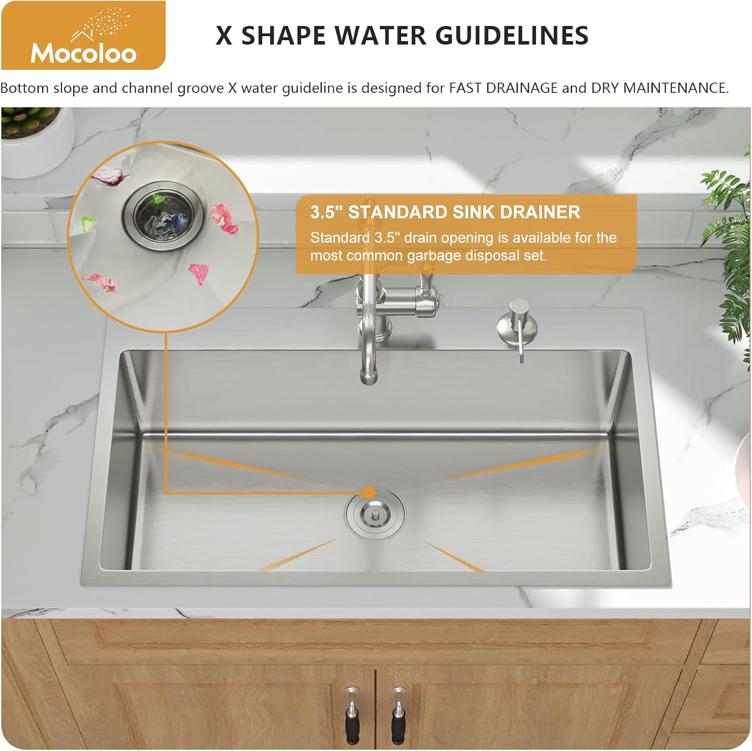 Mocoloo 13 Inch Drop in Bar Sink - 13" x 15" Small Kitchen Sink T304 Stainless Steel Handmade Single Bowl Round Corner Topmount Wet Bar Sink for