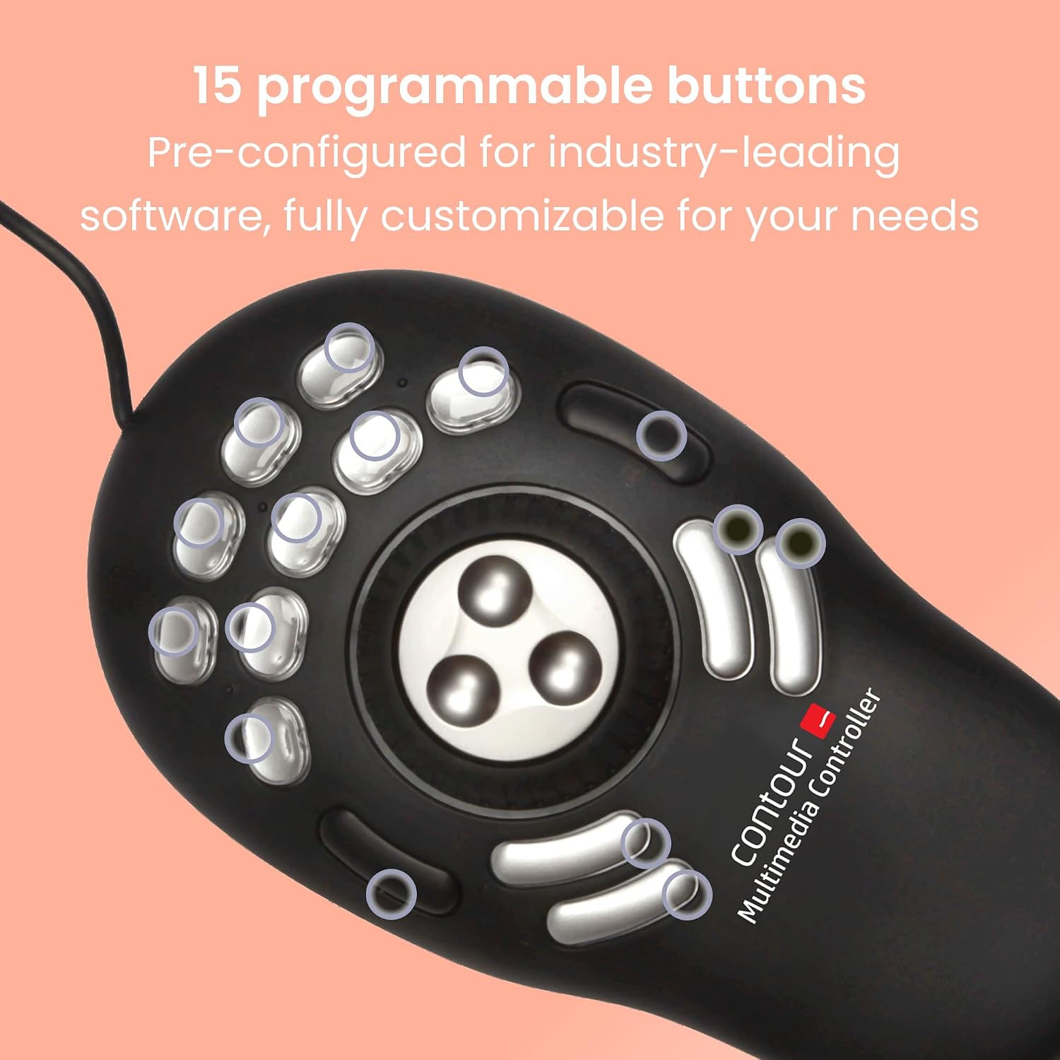Contour ShuttlePRO v2 - Multimedia Controller with Jog Wheel & 15 Custom Programmable Buttons | Ideal for Video