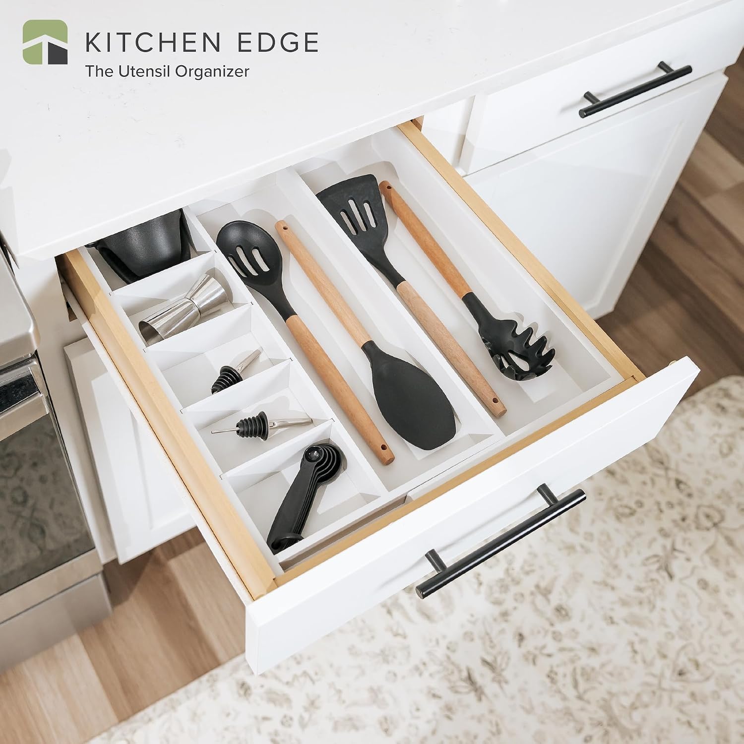 Utensil & Junk Drawer Organizer, 16-28 in, Bamboo | Food-safe contract grade, 100% sustainable wood, non-slip, adjustable