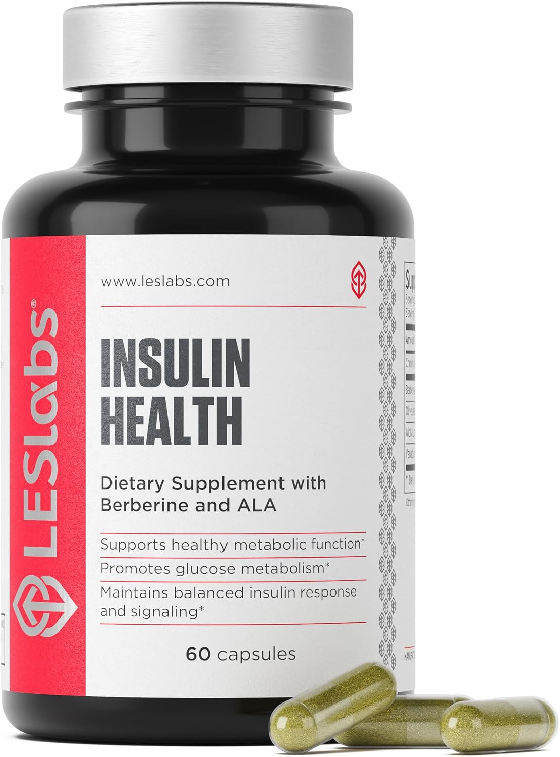 LES Labs Insulin Health Metabolic Health & Support Supplement, 60 Capsules | Metabolic Health, Carbohydrate & Lipid Metabolism, Berberine, Chromium