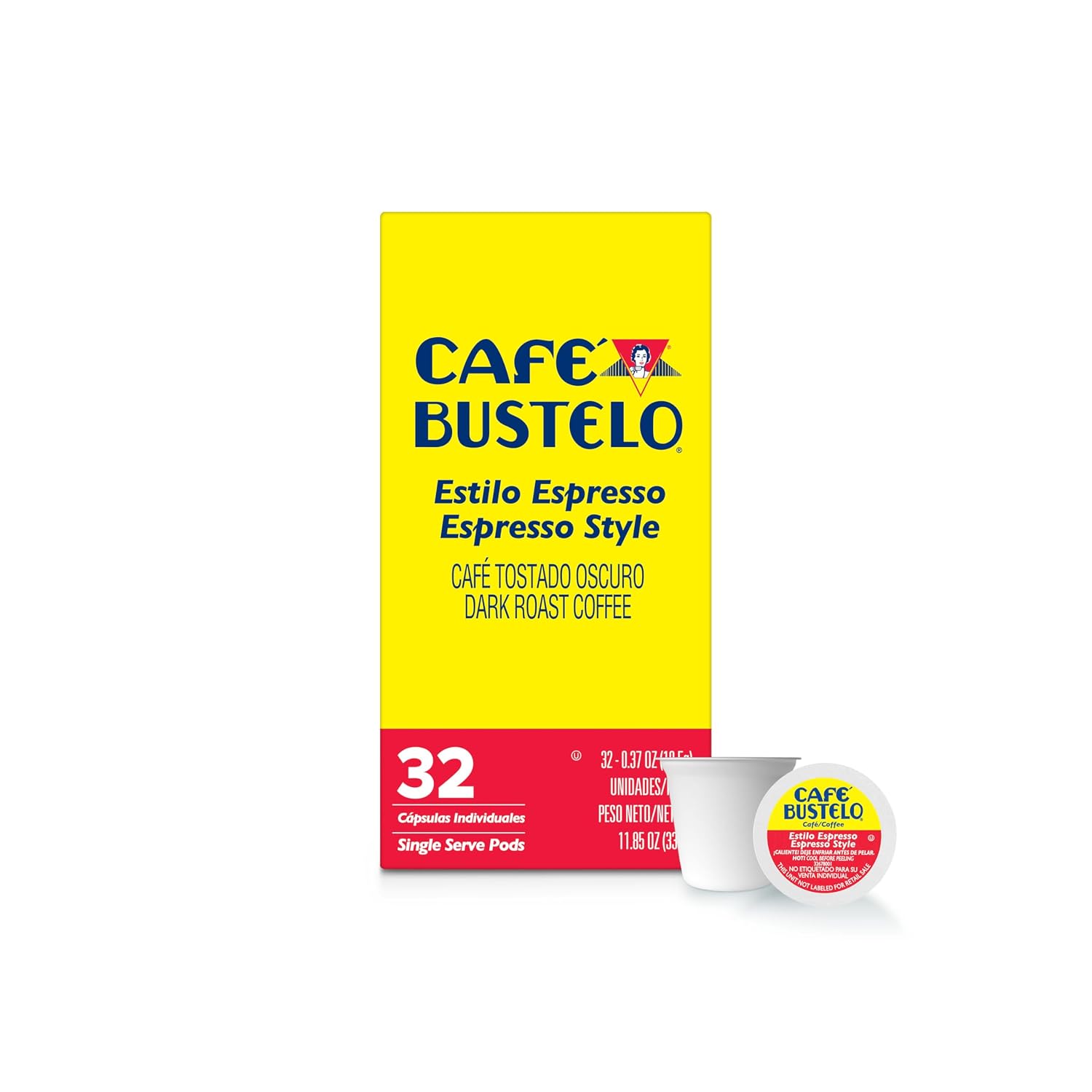 Café Bustelo Espresso Style Dark Roast, Single Serve Coffee Pods, 12 Count (Pack of 6)