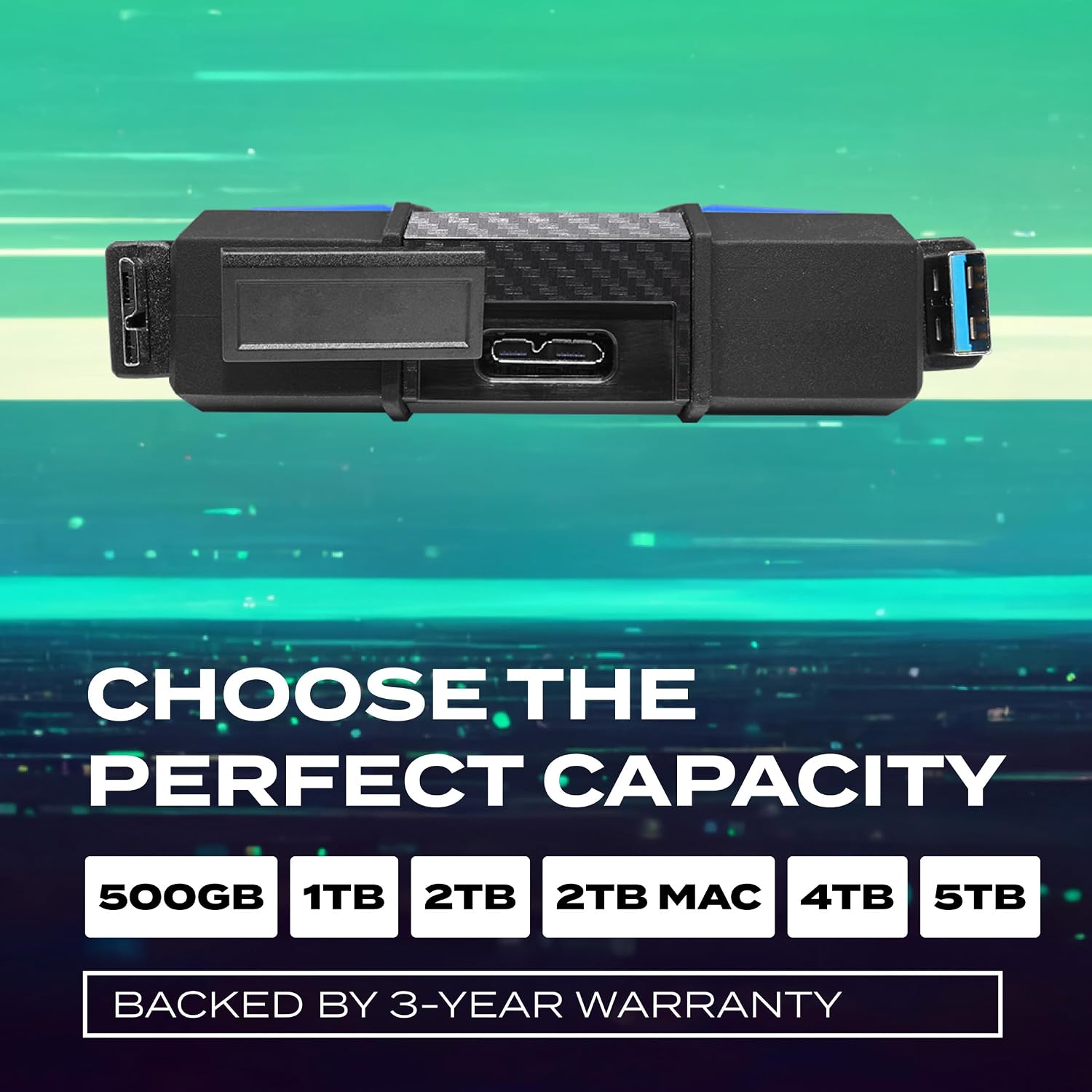 ADATA HD710 Pro - 4 TB External Hard Drive - Shockproof, Waterproof & Dustproof - Durable Storage - For Gamers, Students & Professionals - Mac, PC & Linux Compatible - Black - AHD710P-1TU31-CBK