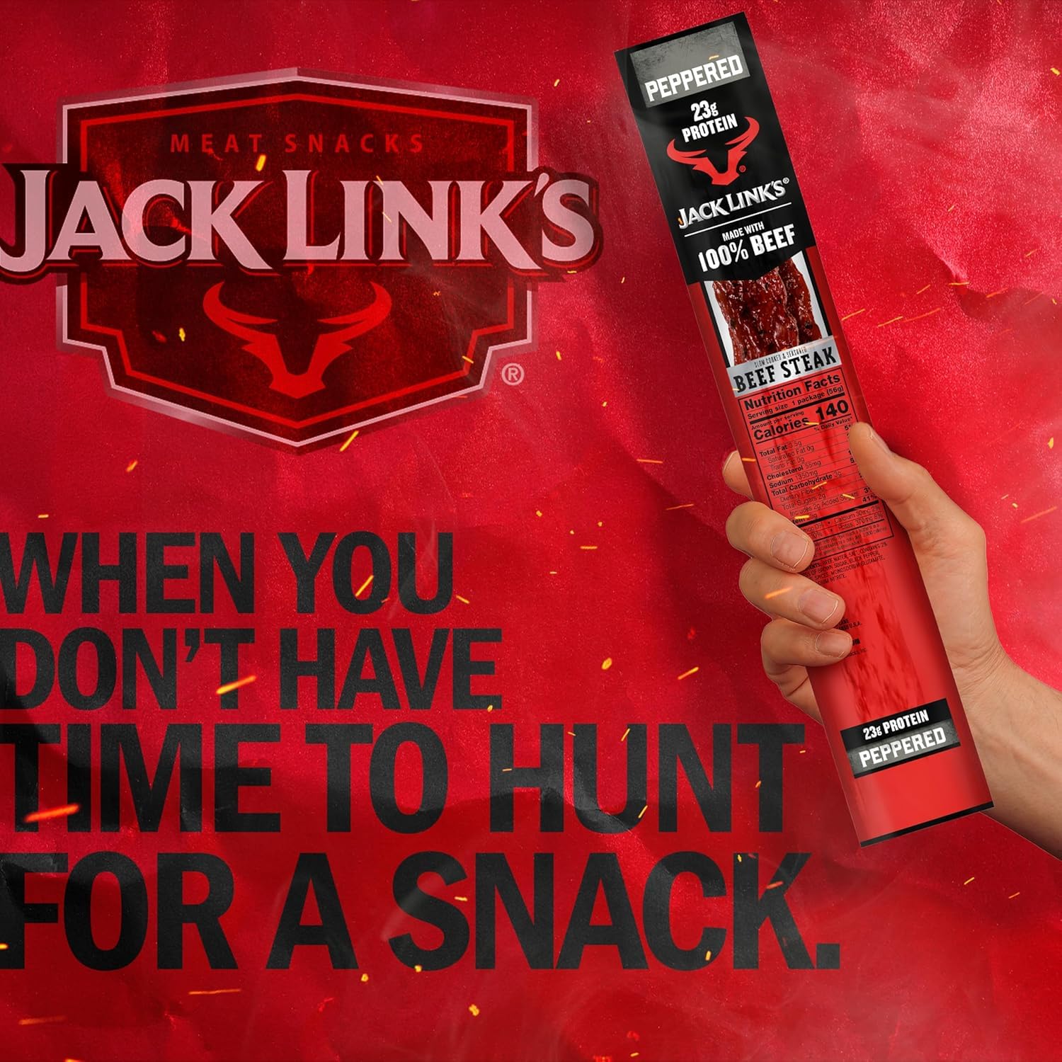 Jack Link's Beef Steak, Original - Protein Snacks, Jerky Meat Snack with 23g of Protein, Made with 100% Beef, Individually Wrapped Bulk Snack Pack, Keto Friendly - 2 Oz. (12 Count)