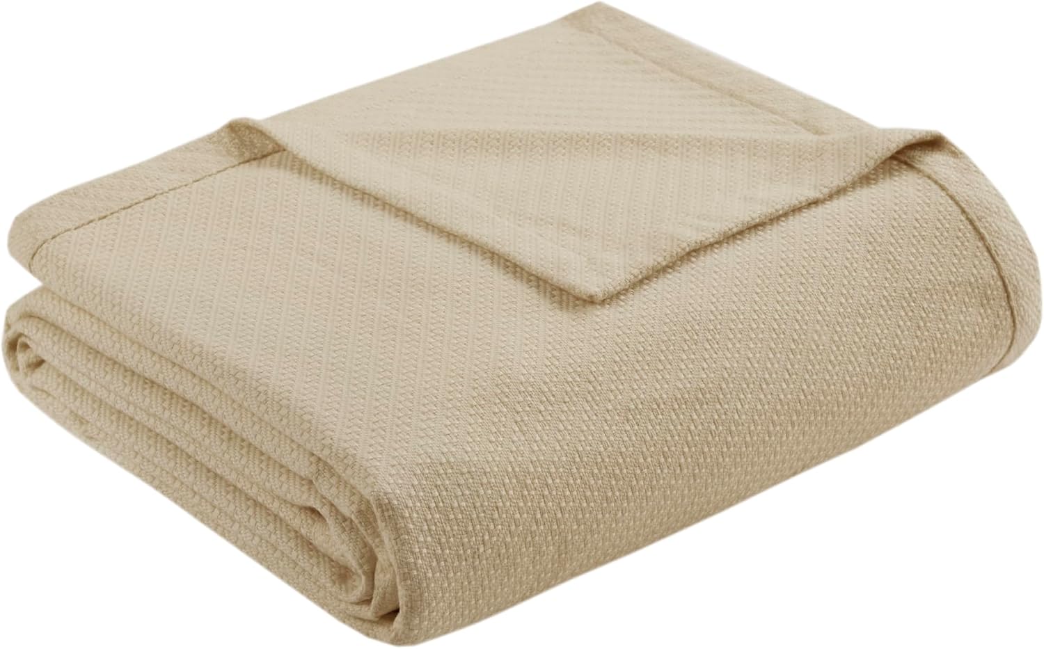 Madison Park Liquid Cotton Luxury Blanket Premium Soft Cozy 100% Ring Spun Cotton For Bed , Couch or Sofa, Full/Queen, Light Blue | Breathable Fabric for Bed or Couch, Diamond Pattern, Lightweight, OEKO-TEX Certified