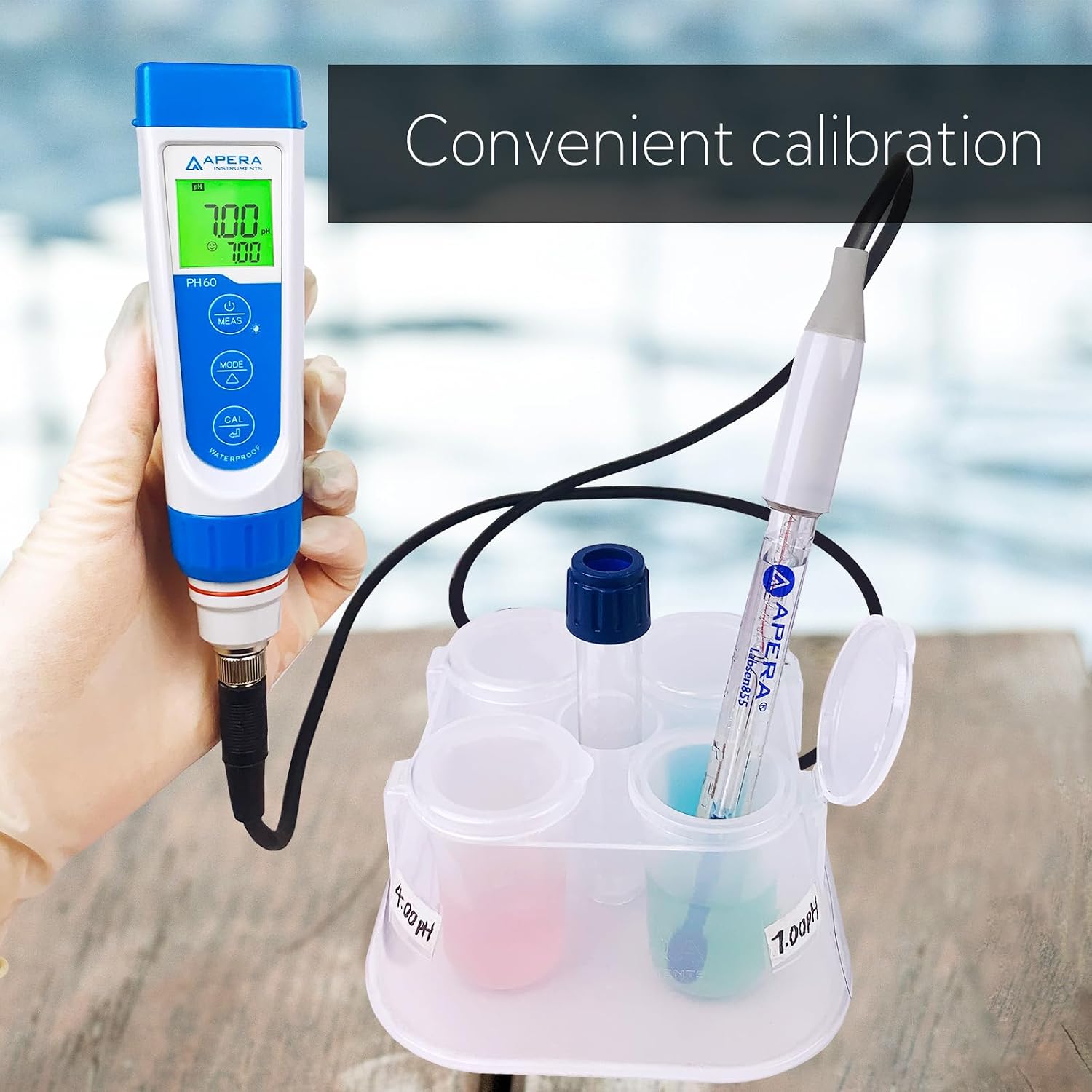 Apera Instruments AI311 Premium Series PH60 Waterproof pH Pocket Tester Kit, Replaceable Probe, ±0.01 pH Accuracy, Lcd display