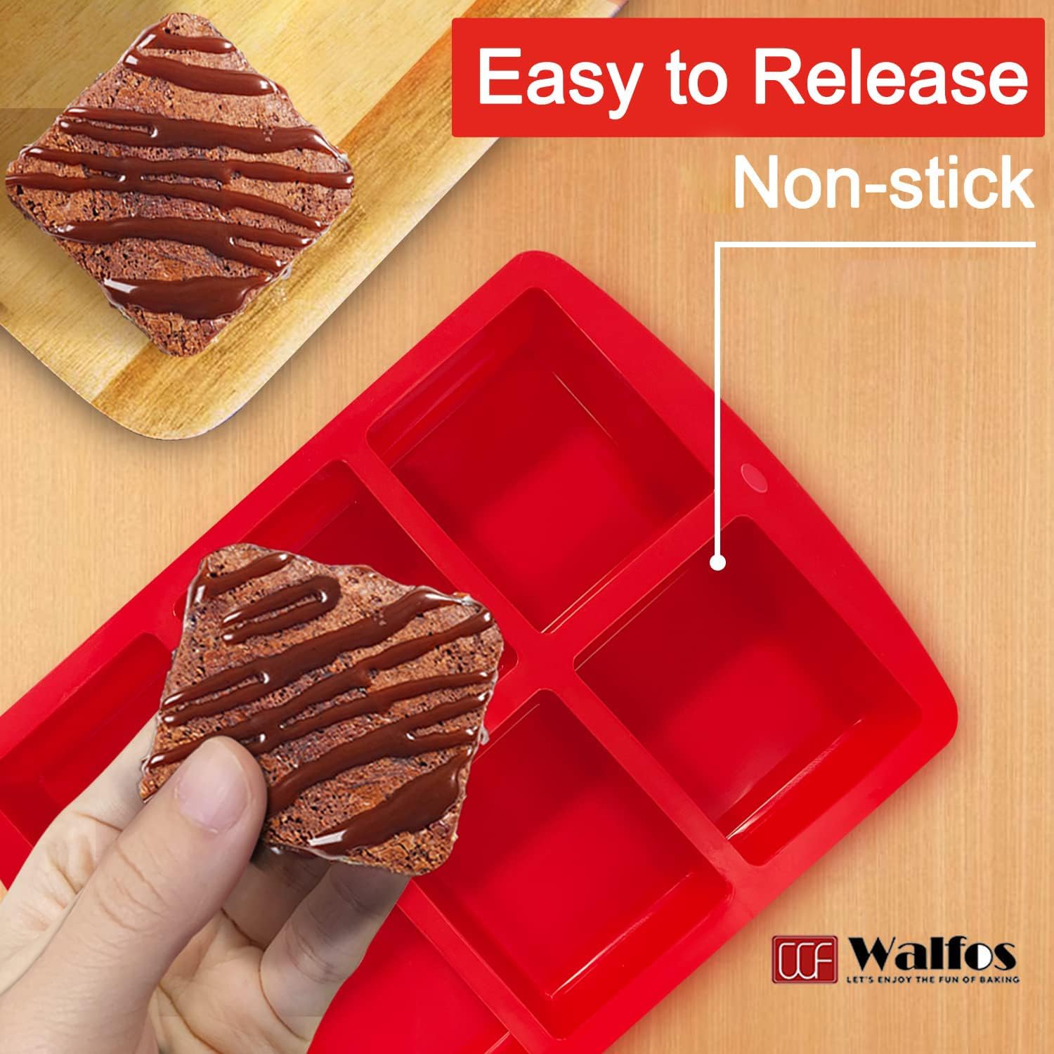 Walfos Silicone Muffin Pan - 6 Cup Non-Stick Silicone Cupcake Pan, Just Release! Food Grade and BPA Free Baking Cups, Perfect for Egg Muffin, Cupcake