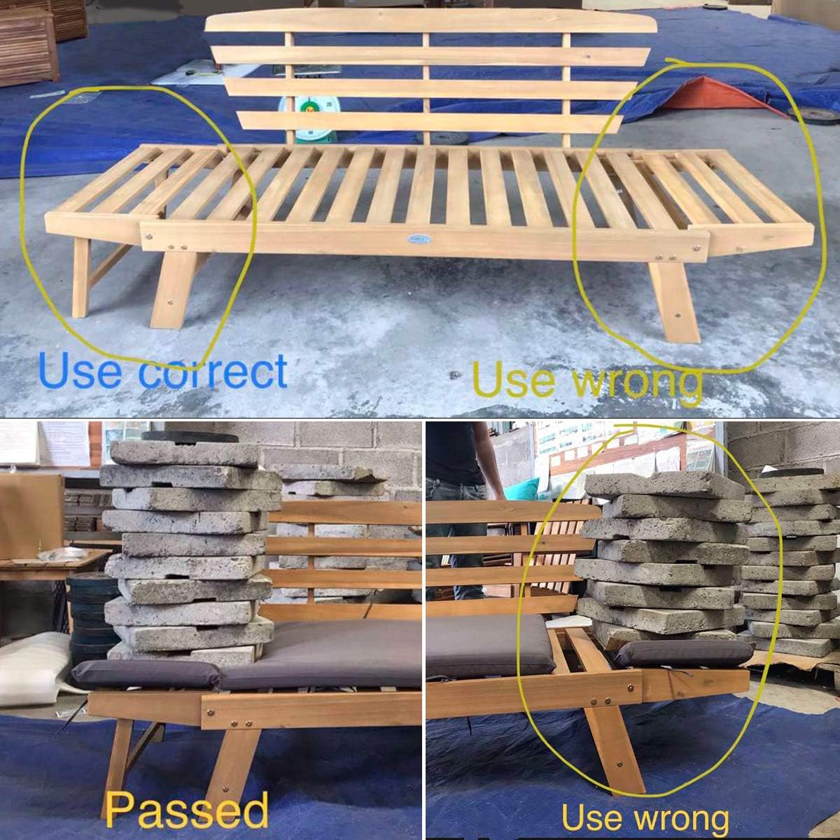 Tangkula Convertible Acacia Wood Patio Couch Sofa Bed with Adjustable Armrest, Outdoor Daybed with Cushion & Pillows