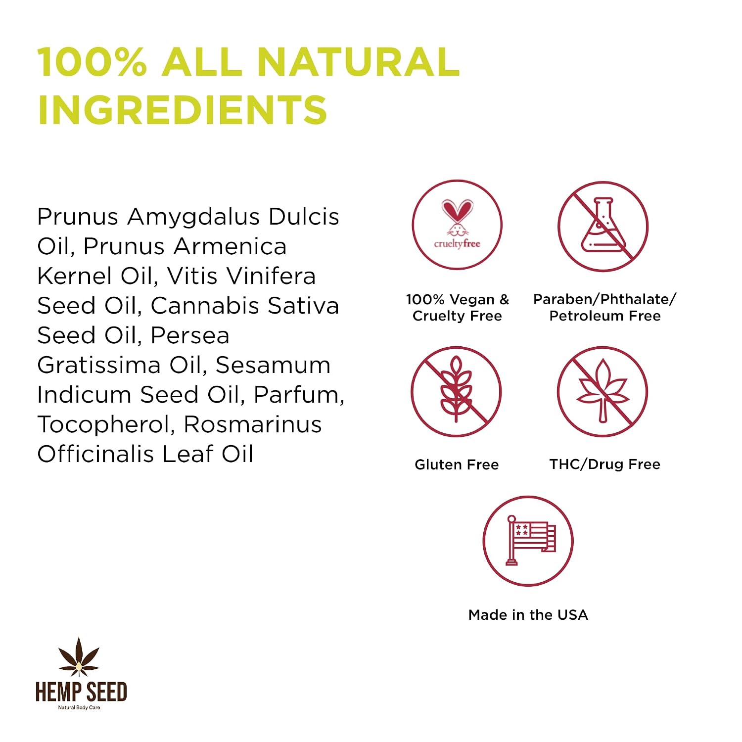 Hemp Seed Massage & Body Oil - 8 fl. oz. - Nourishing, Moisturizing Massage Oil - Hemp Seed, Apricot, Grapeseed & Sweet Almond Oil - Vegan & Cruelty Free