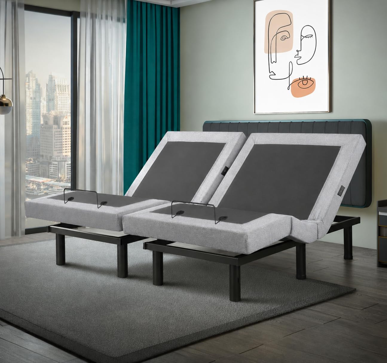 Irvine Home Collection Twin XL Adjustable Bed Base | Dual Massage | USB Ports | Zero Gravity | Anti-Snore | Memory Positions | Under Bed Lighting
